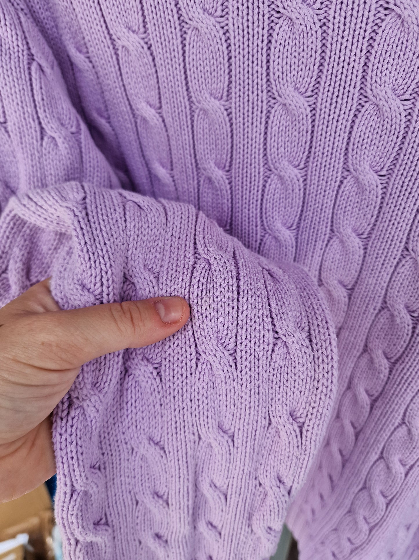 Pull en maille torsadée lila - XL/42