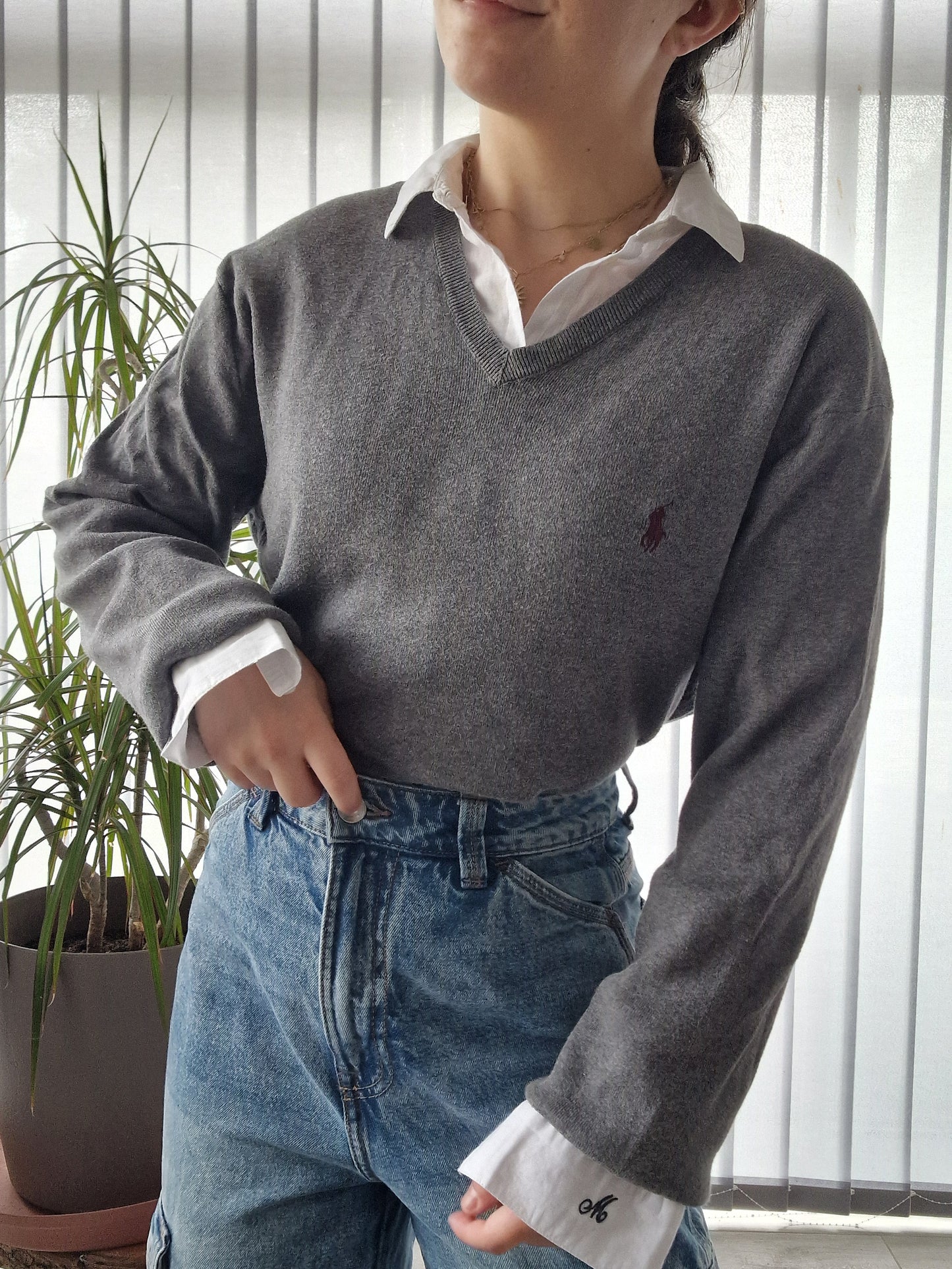 Pull col V gris - M/38