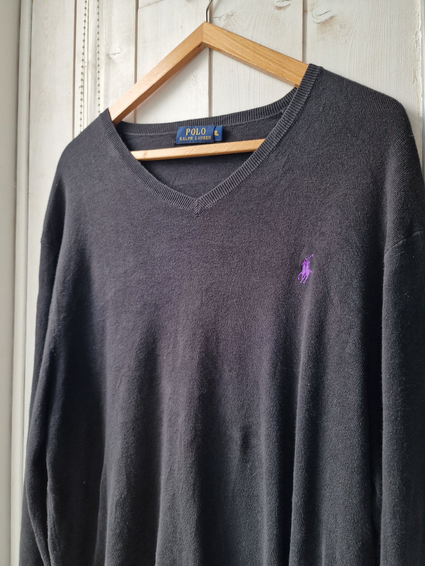 Pull col V en maille noire - L/XL