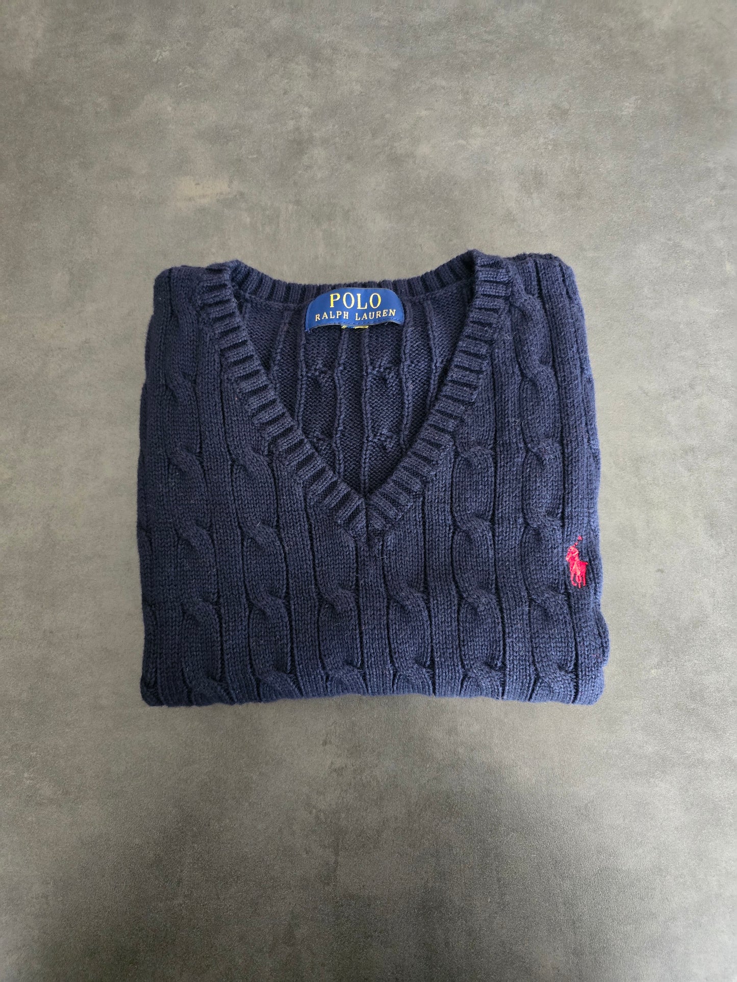 Pull sans manches en maille torsadée marine - XS/34