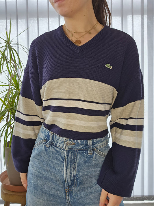 Pull col V en maille piquée - M/L