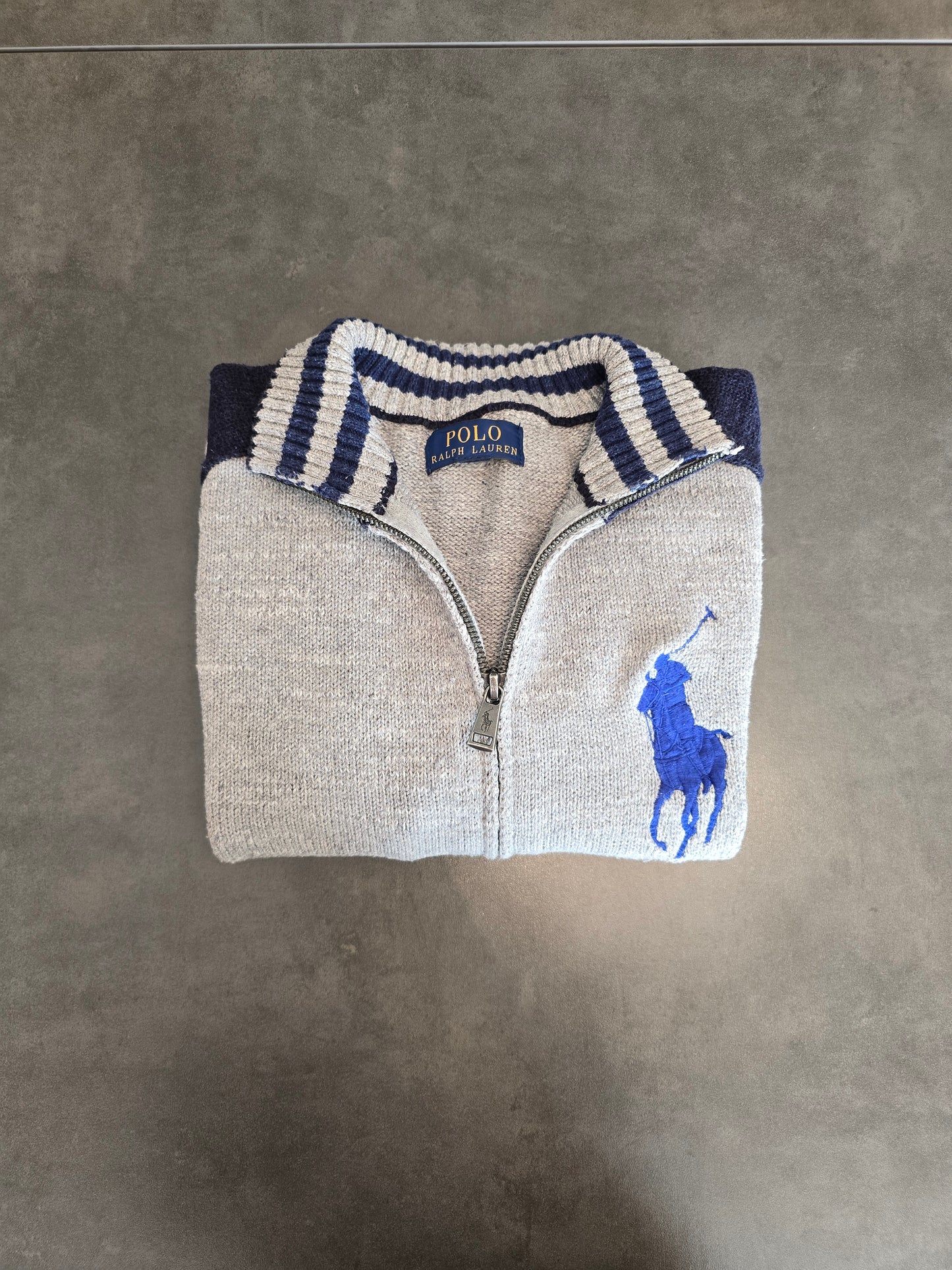 Veste en maille grise et marine - S/36