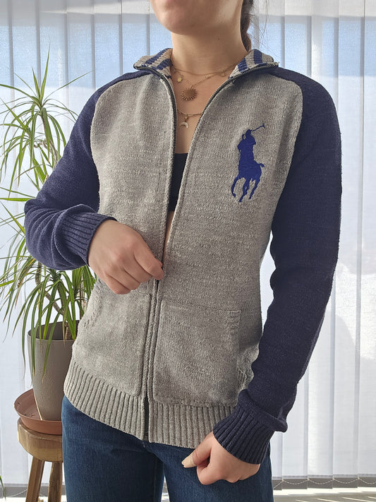 Veste en maille grise et marine - S/36