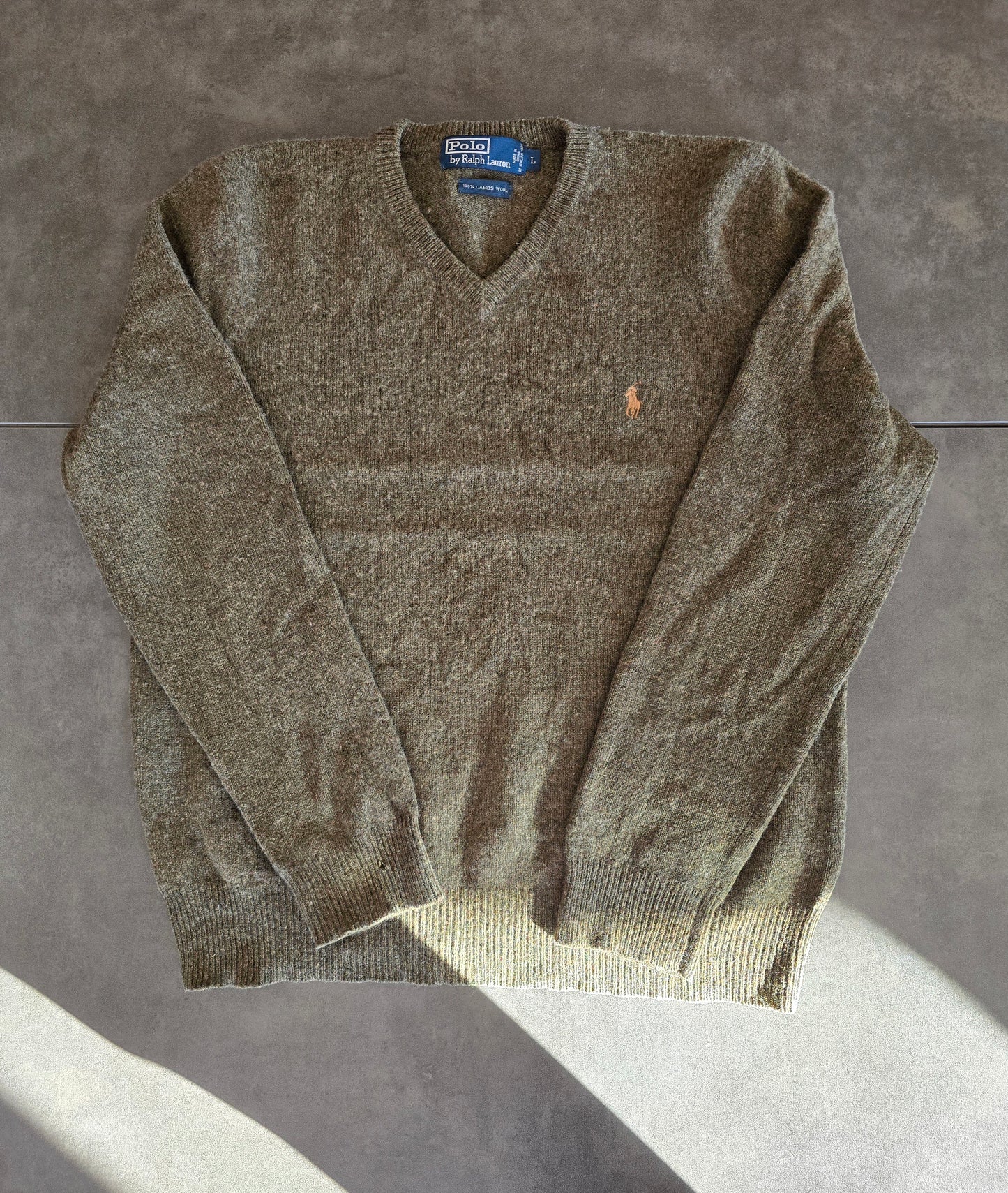 Pull col V en maille kaki - L/40