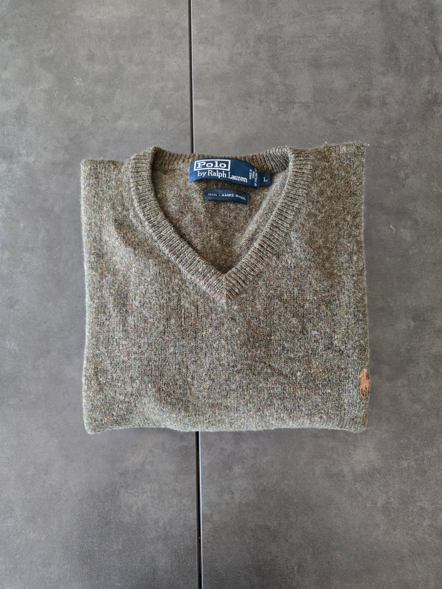 Pull col V en maille kaki - L/40