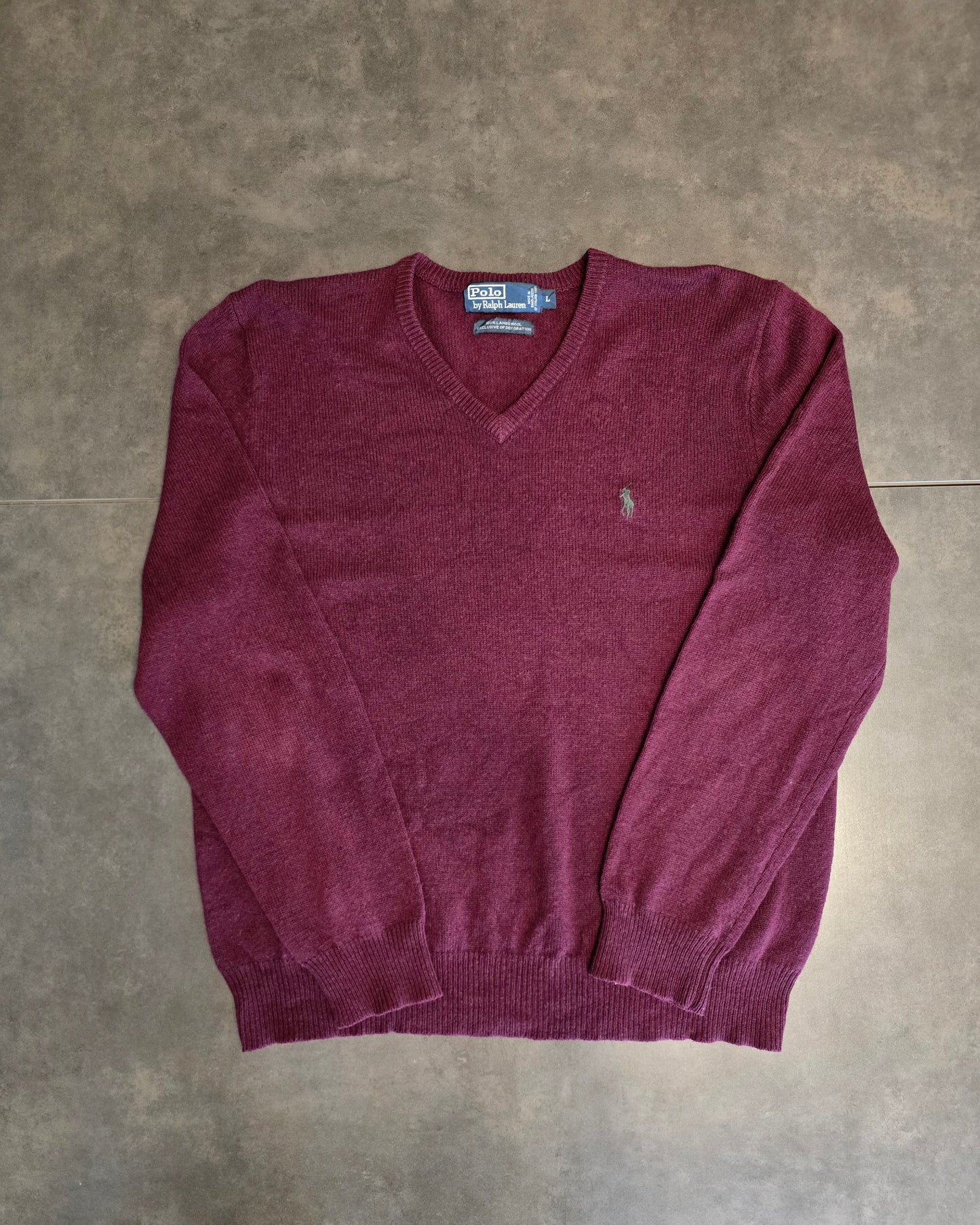 Pull col V en laine bordeaux - L/40