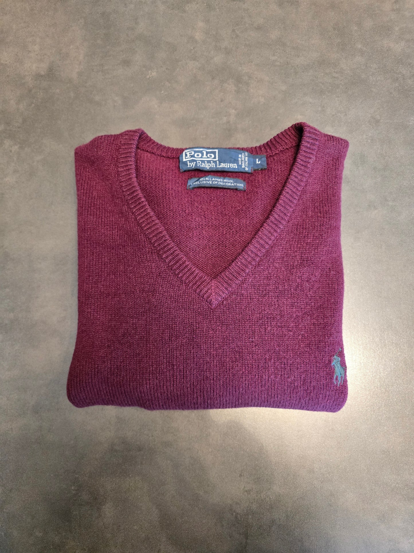 Pull col V en laine bordeaux - L/40