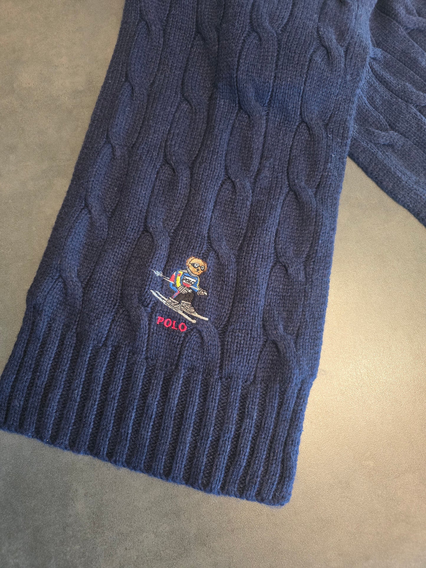 Écharpe en maille torsadée marine polo bear - TU