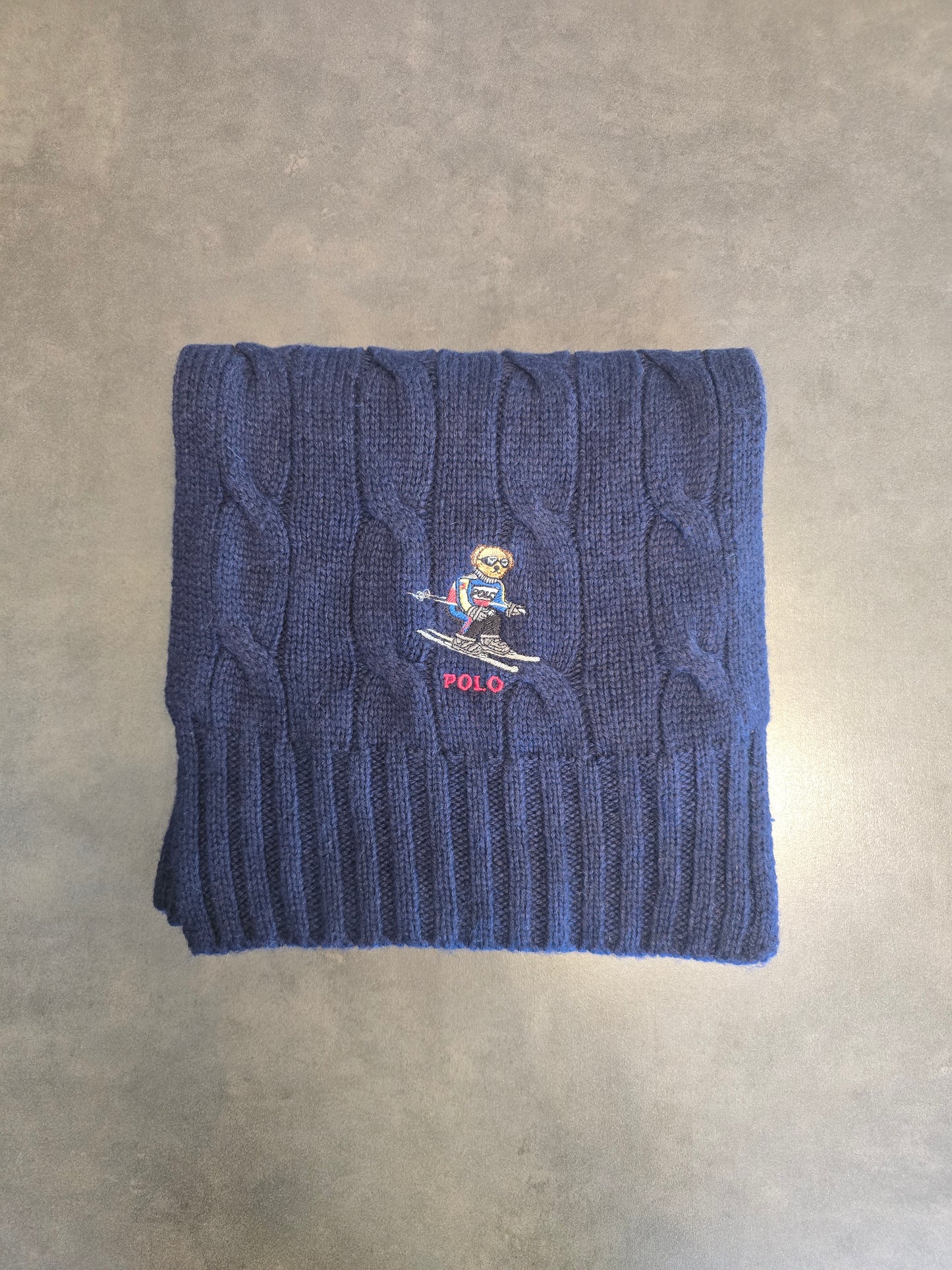 Écharpe en maille torsadée marine polo bear - TU