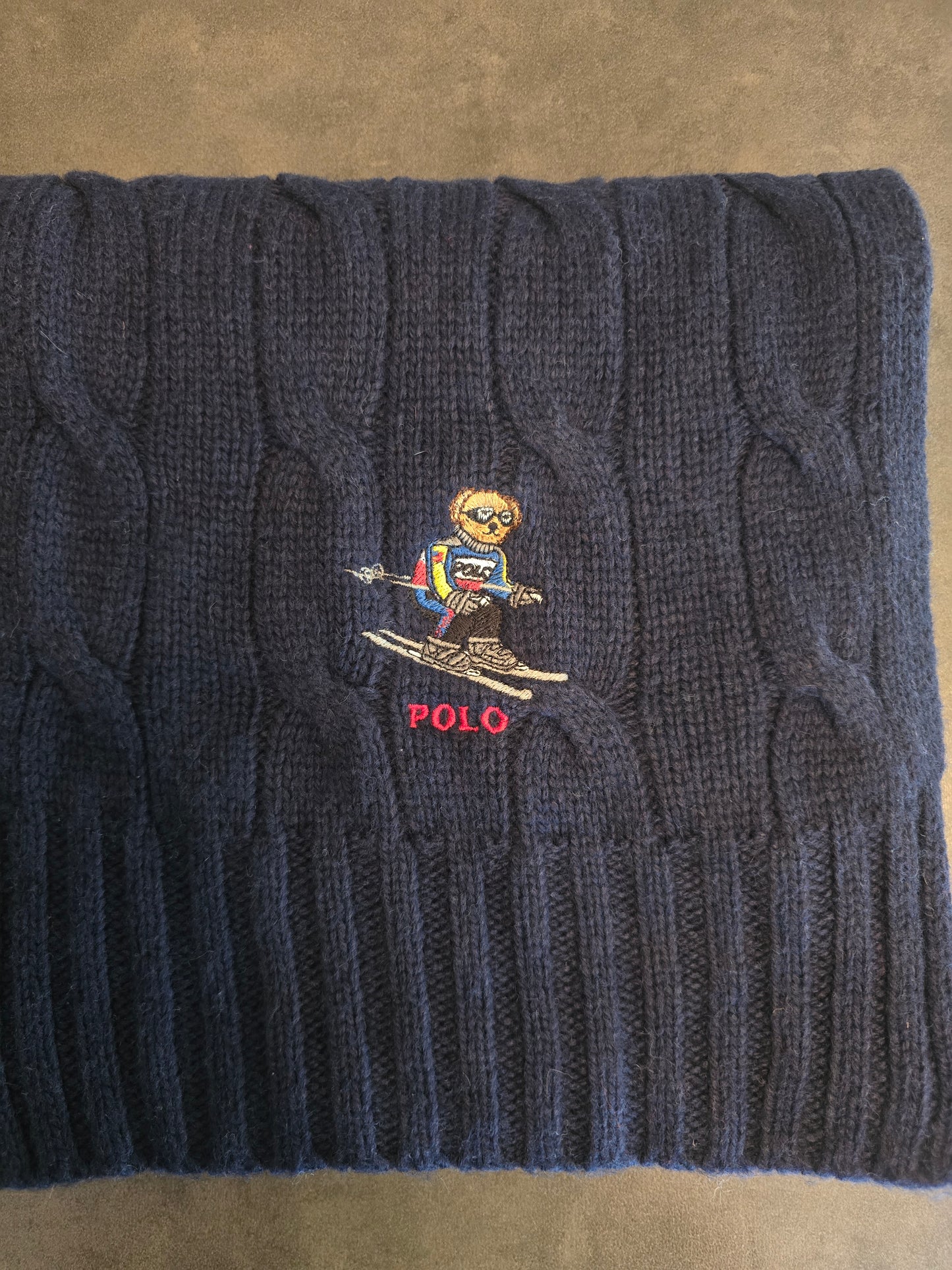 Écharpe en maille torsadée marine polo bear - TU