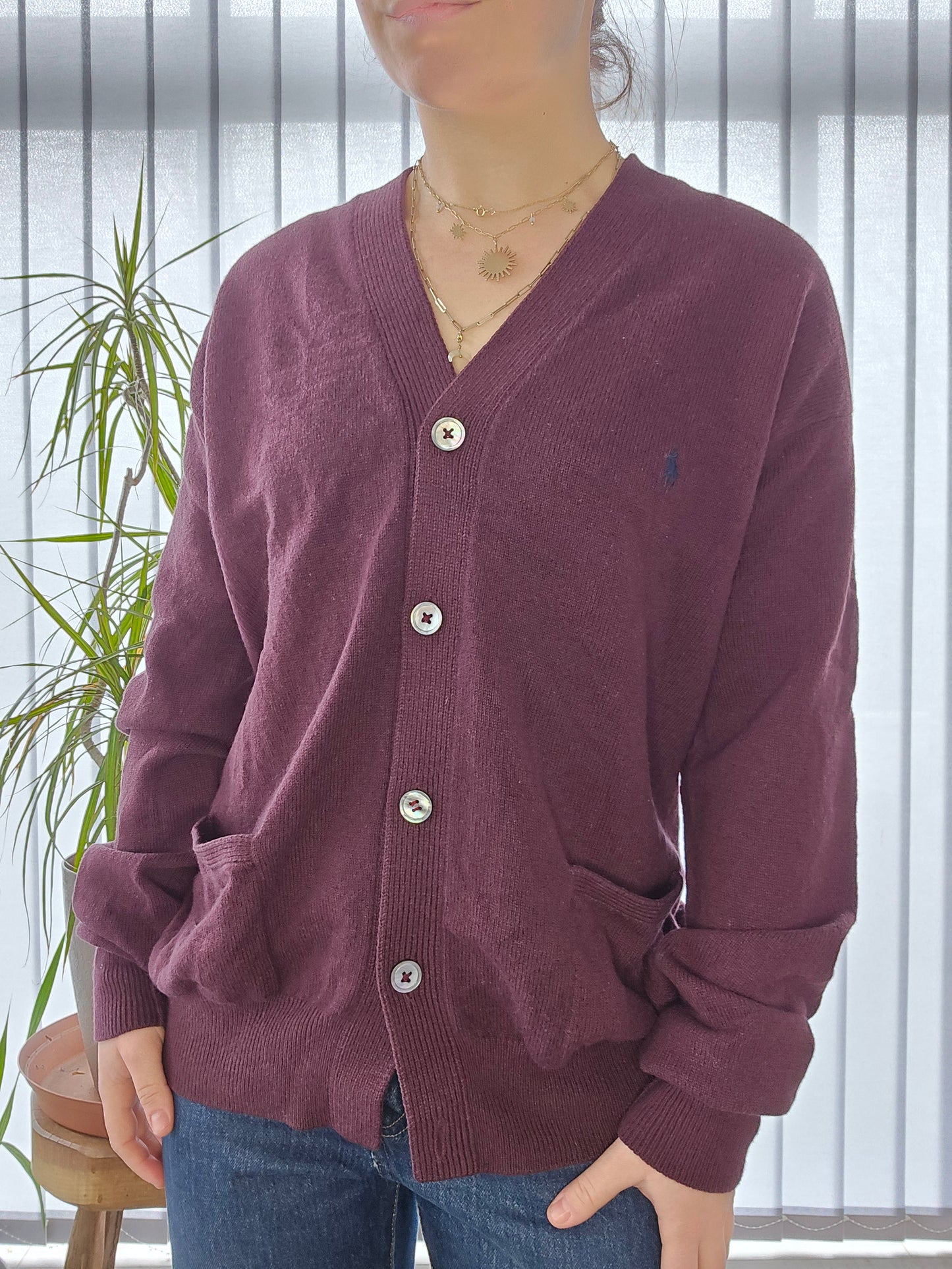 Cardigan en laine prune - M/38