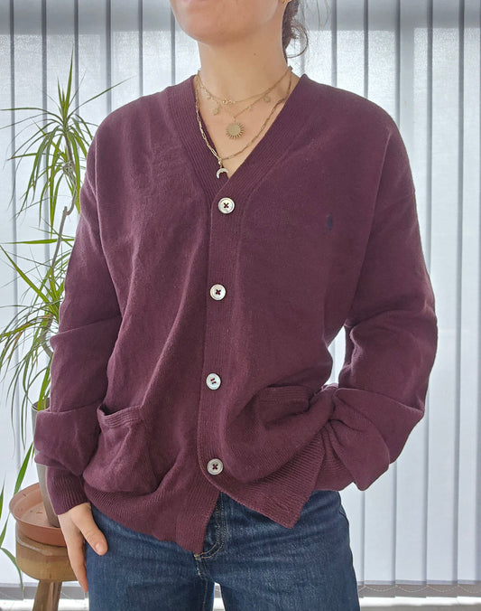 Cardigan en laine prune - M/38