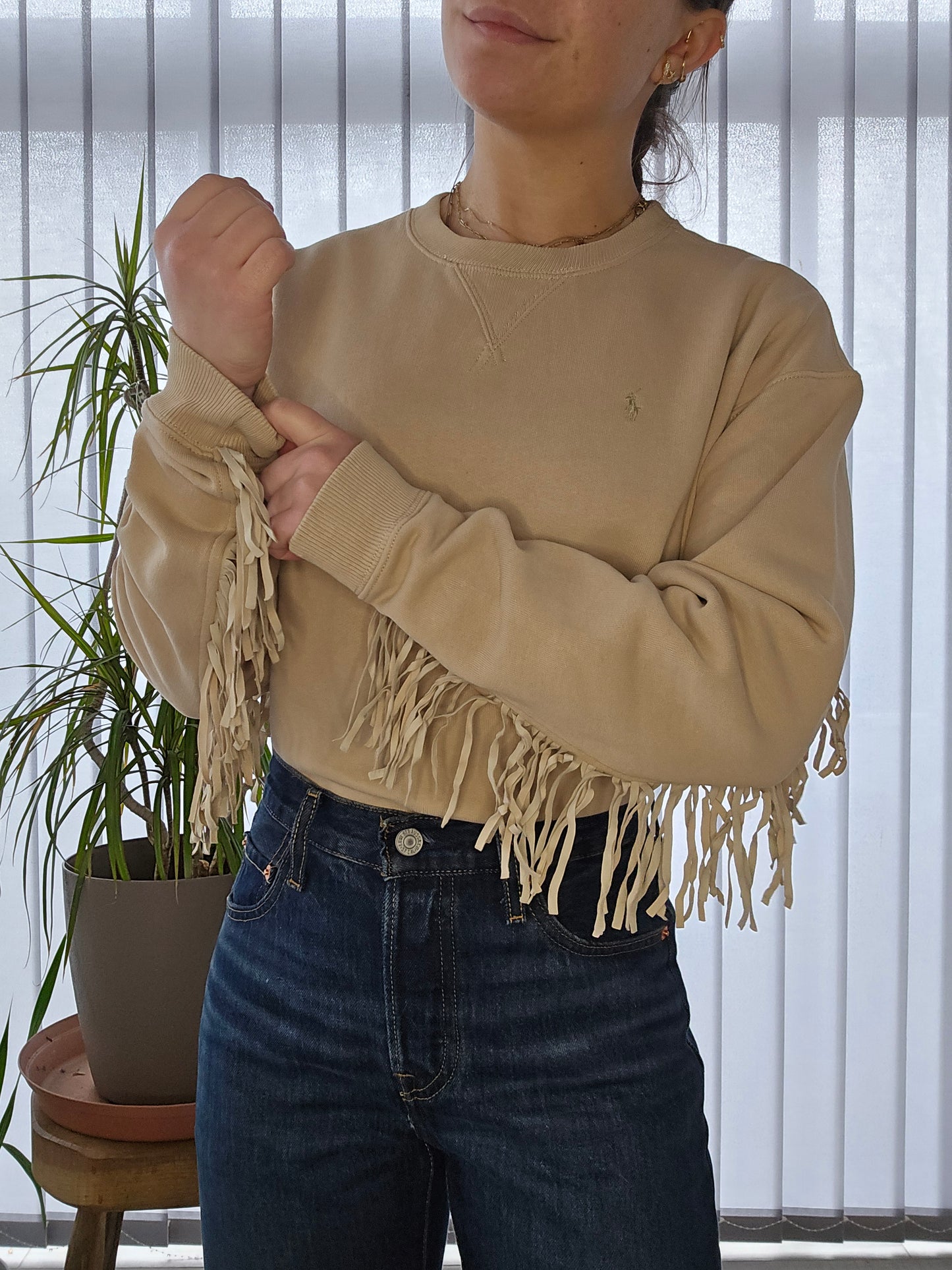 Sweat camel à frange - XS/S