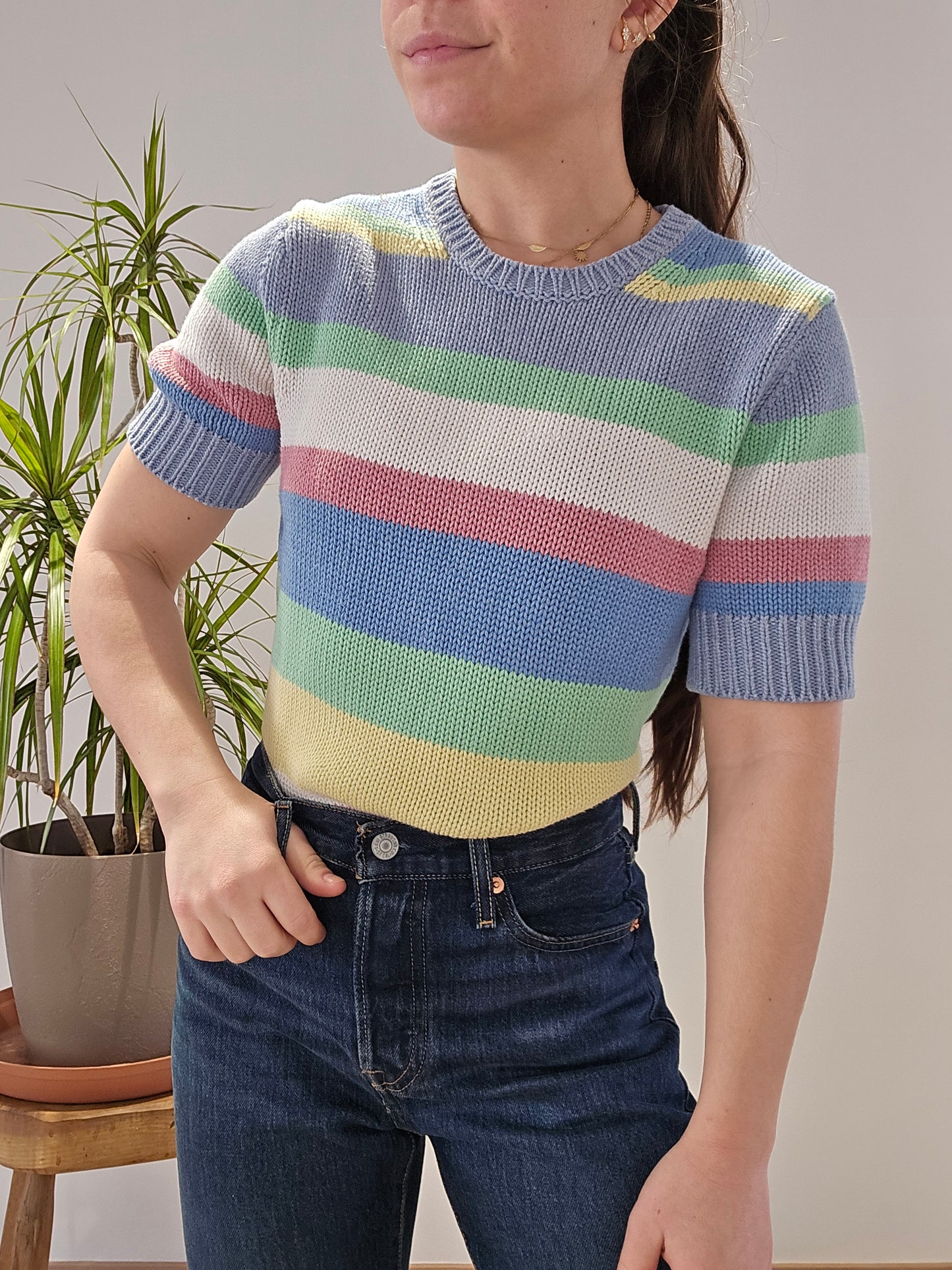 Pull manches courtes à rayures - S/36
