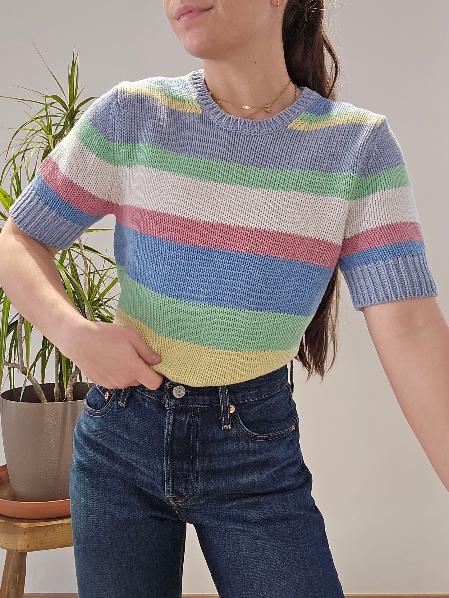 Pull manches courtes à rayures - S/36