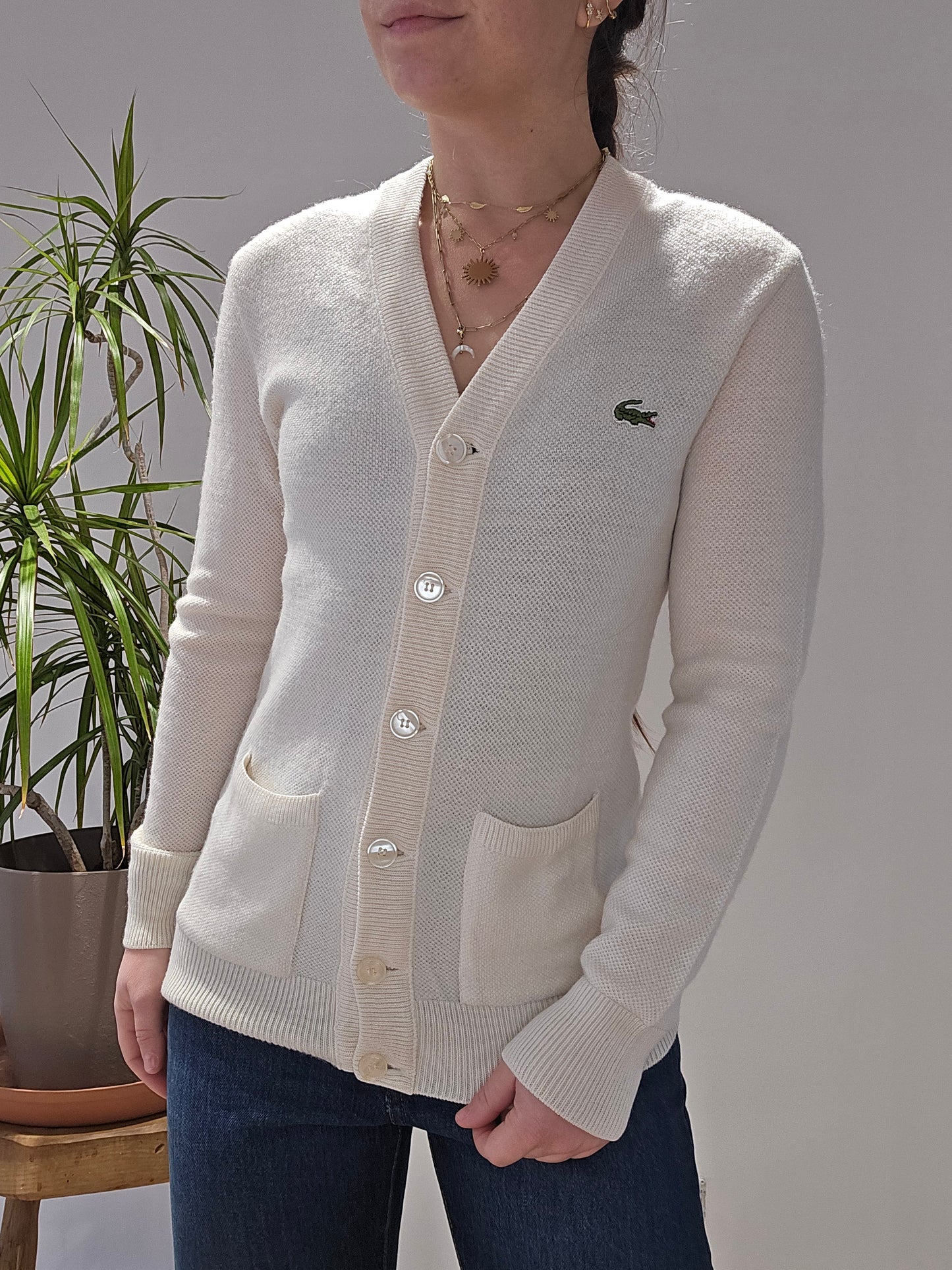 Cardigan en maille crème des années 80' - XS/34