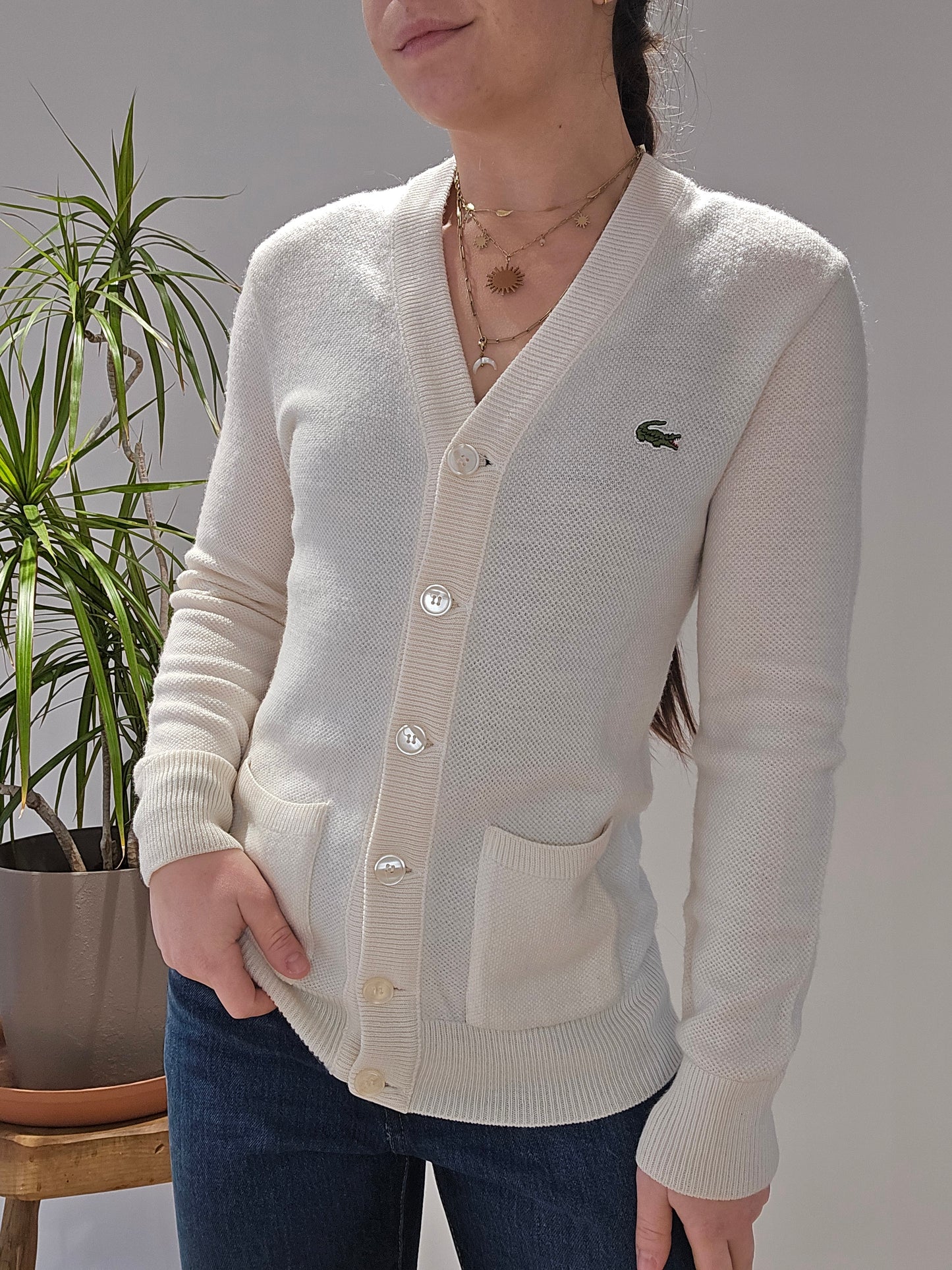 Cardigan en maille crème des années 80' - XS/34