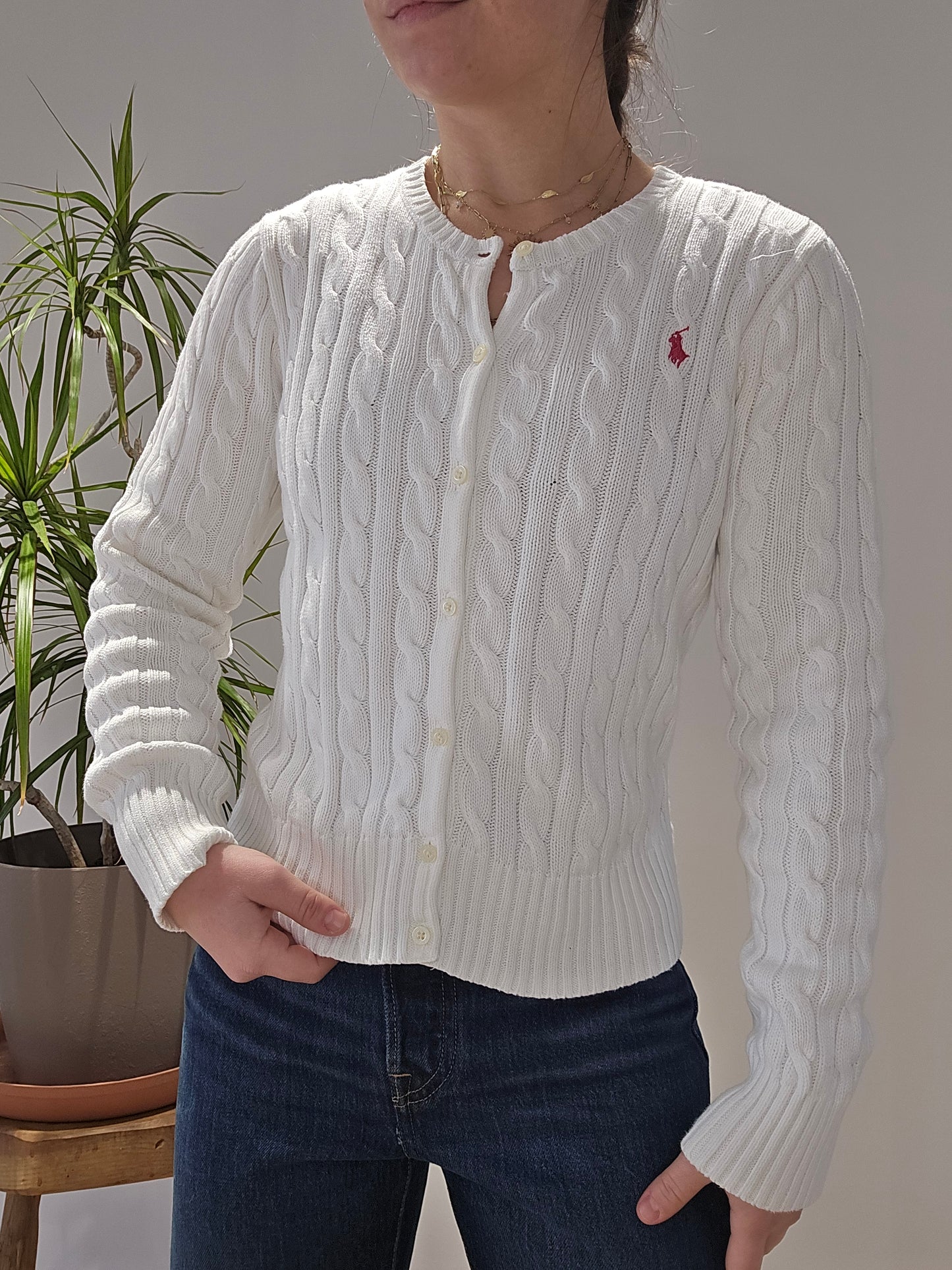 Cardigan en maille torsadée blanc - XS/34