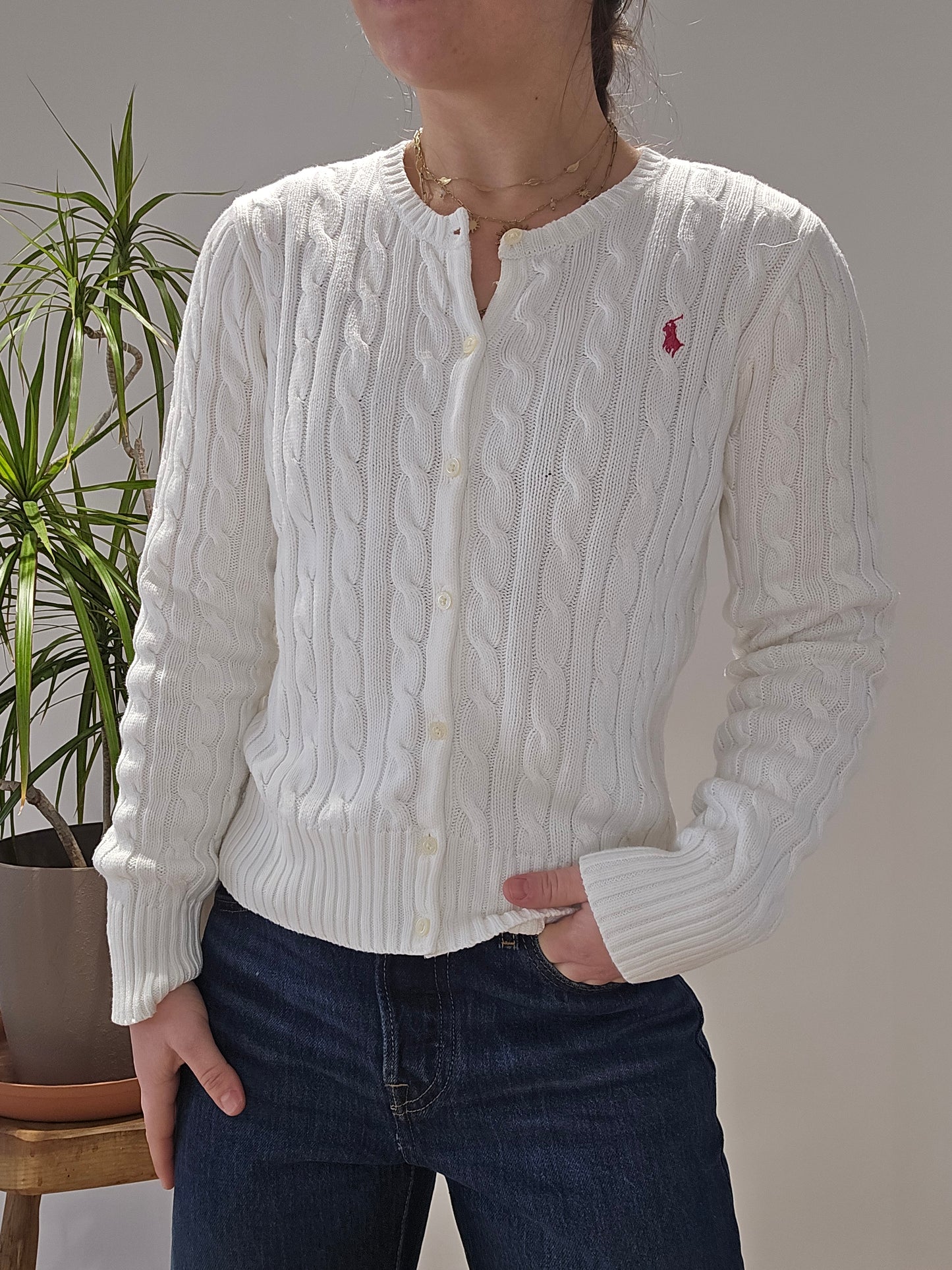 Cardigan en maille torsadée blanc - XS/34