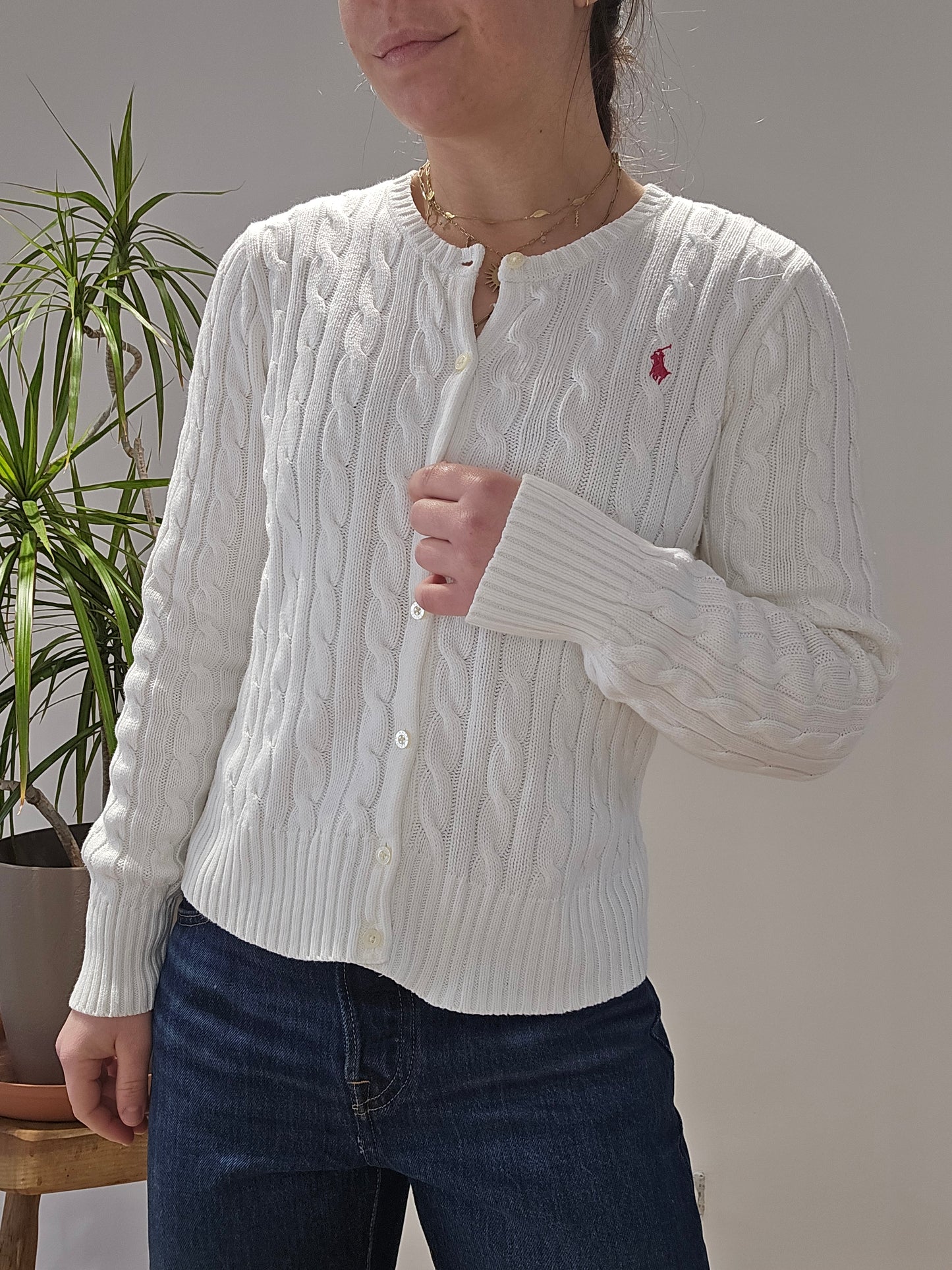Cardigan en maille torsadée blanc - XS/34