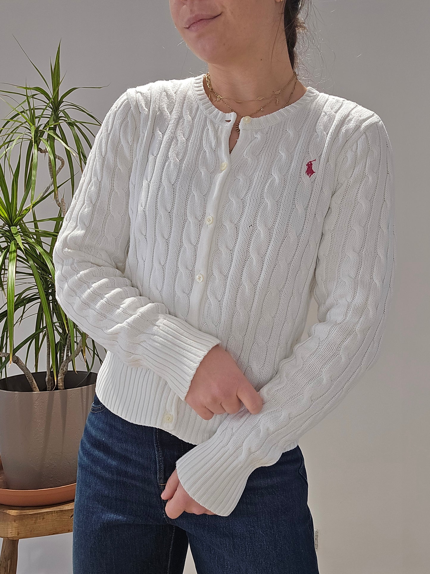 Cardigan en maille torsadée blanc - XS/34