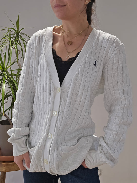 Cardigan en maille torsadée blanc - XL/42