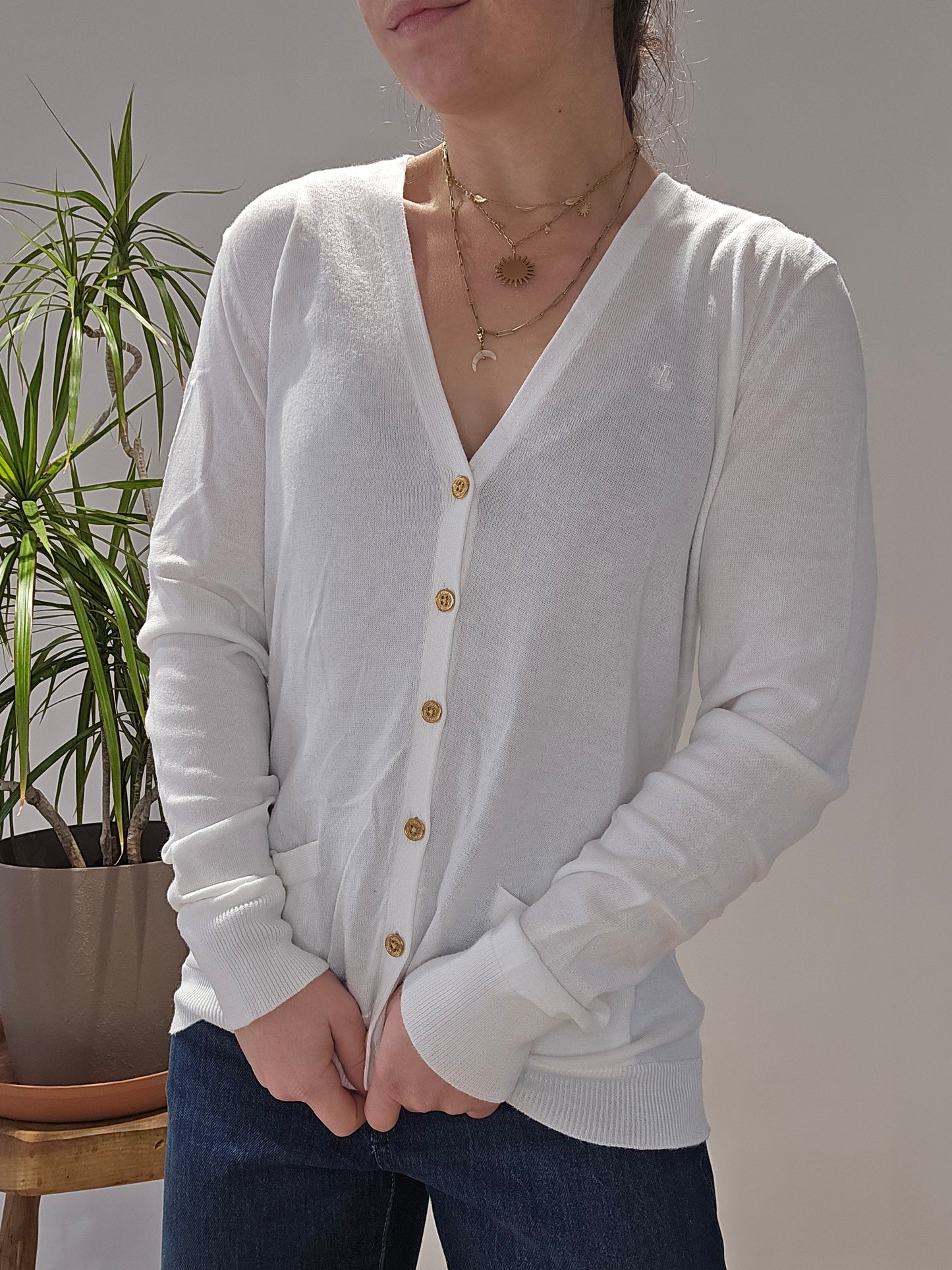 Cardigan léger blanc brodé RLR - S/36