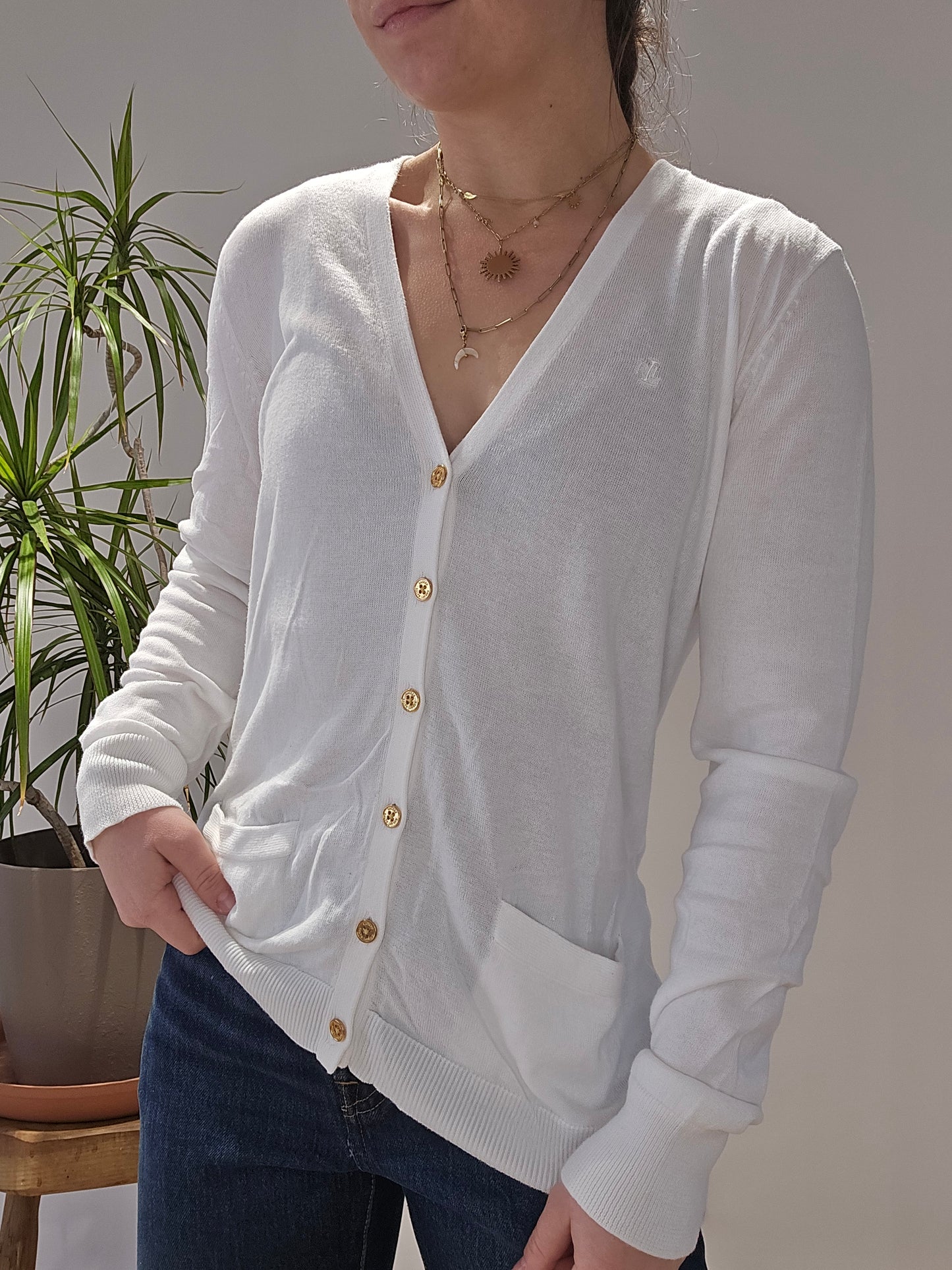 Cardigan léger blanc brodé RLR - S/36
