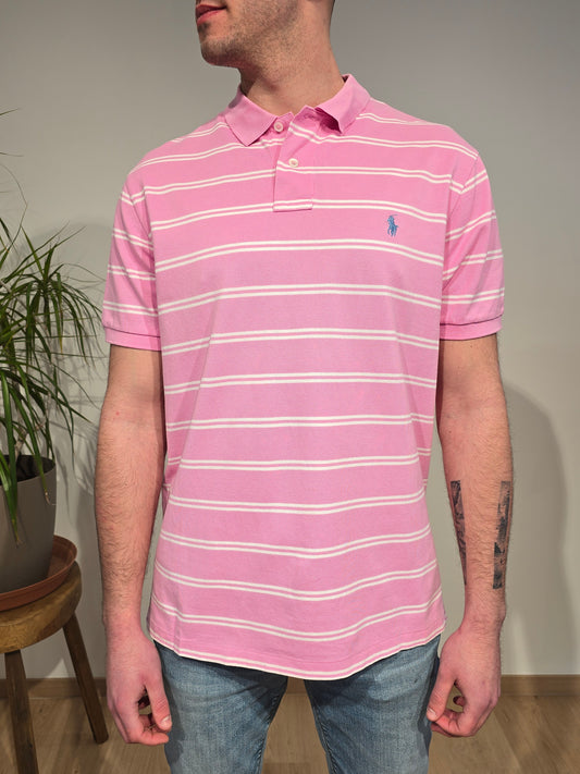 MIXTE Polo rose à rayures - L homme / XL femme