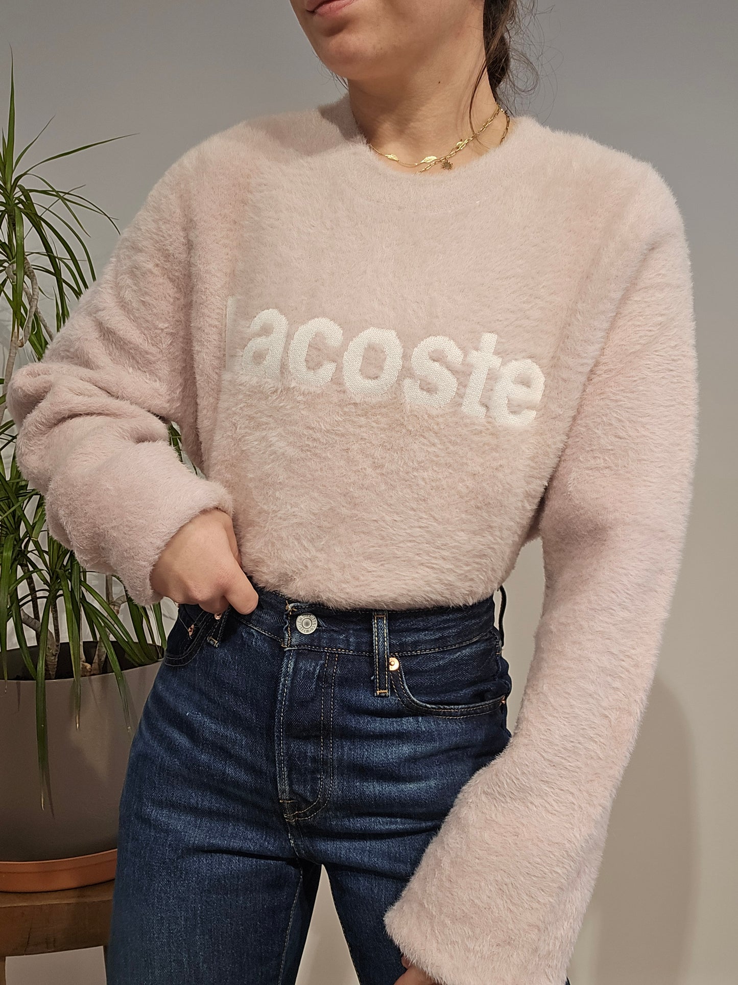 Pull en moumoute douce rose clair - L/XL