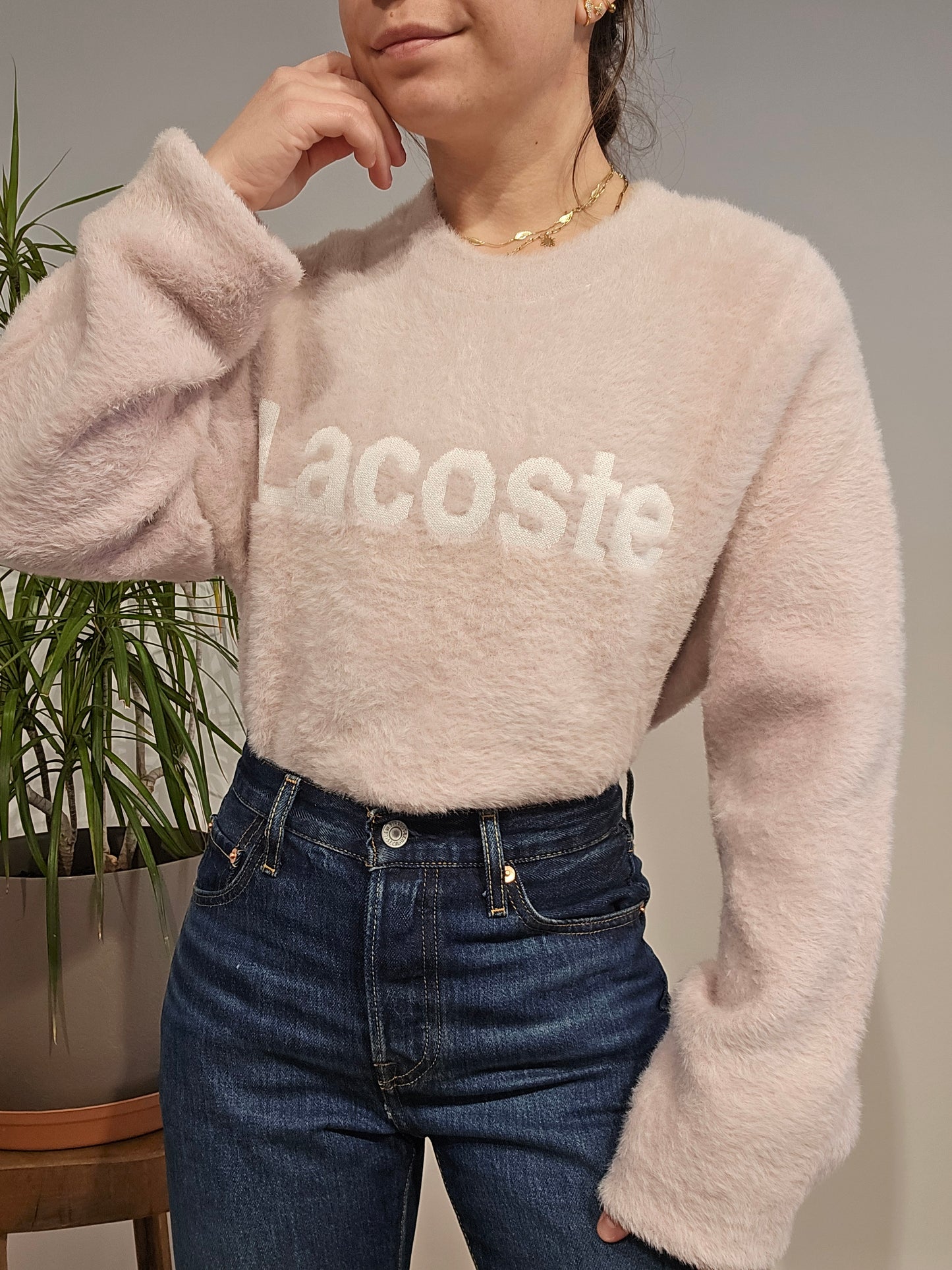 Pull en moumoute douce rose clair - L/XL