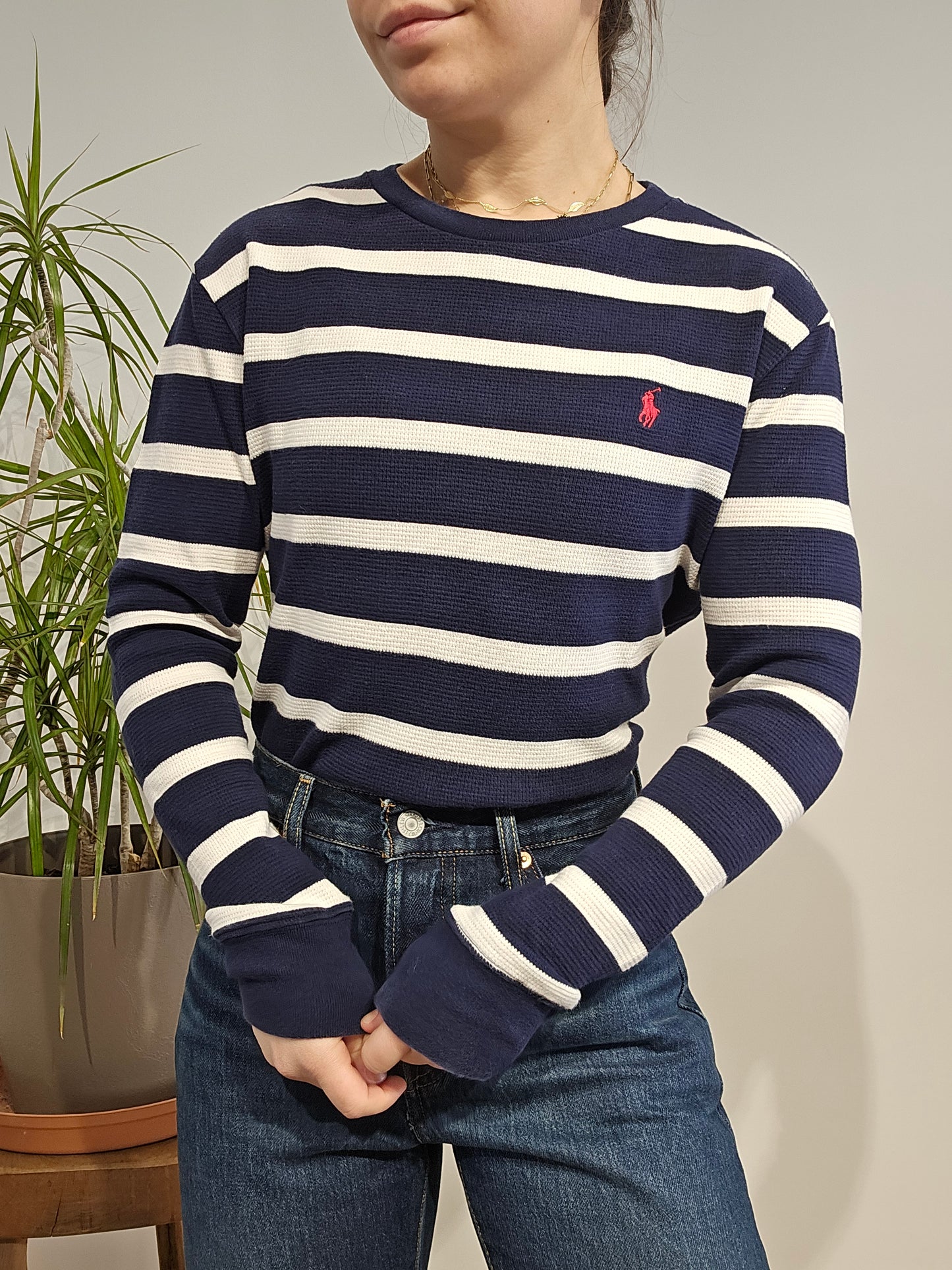 Pull en maille gaufrée marinière - XS/34