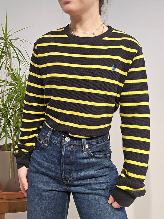 Pull en maille gaufrée à rayures - S/M