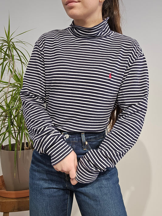 Pull col roulé marinière - M/L