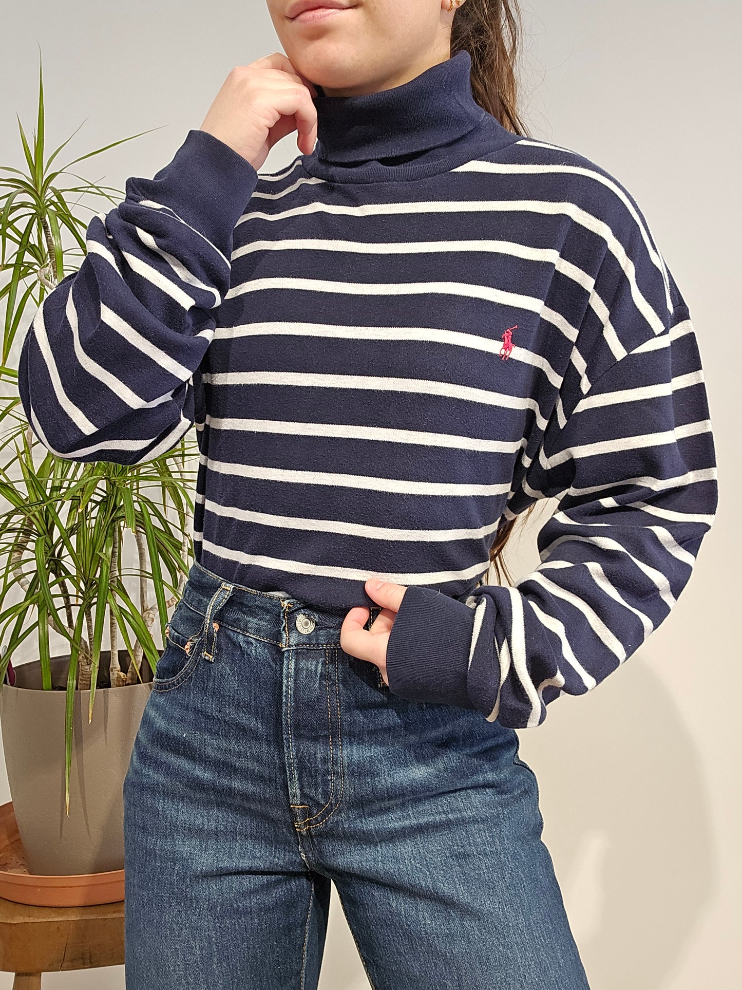 Pull col roulé marinière - M/L