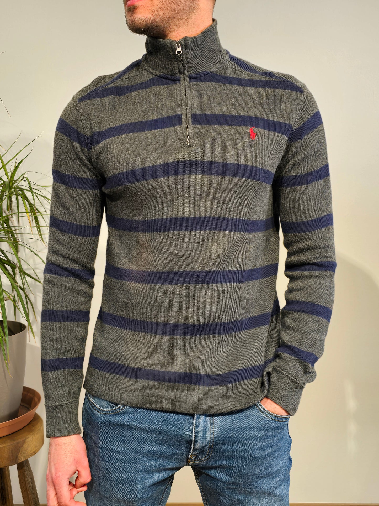 Pull camionneur gris à rayures - M femme / XS homme