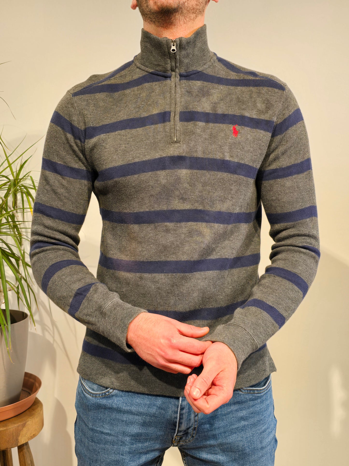 Pull camionneur gris à rayures - M femme / XS homme