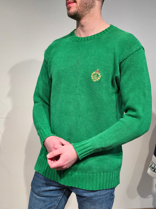 Pull en maille verte des années 90' - S