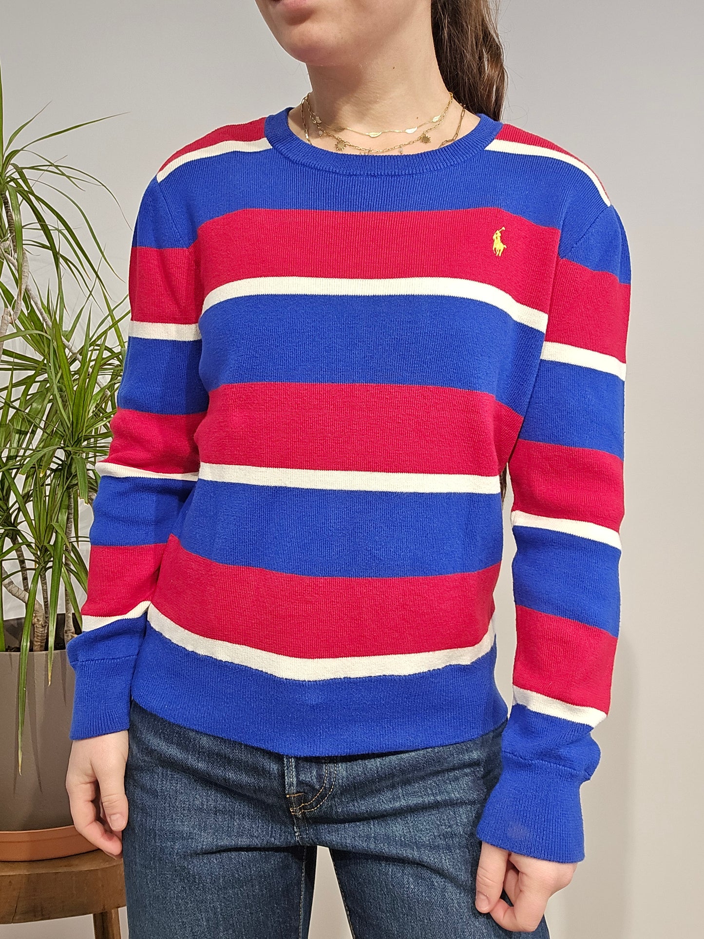 Pull à rayures rouge/bleu - XS