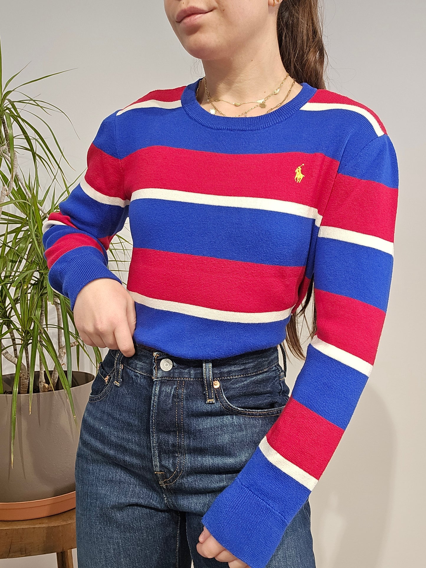 Pull à rayures rouge/bleu - XS