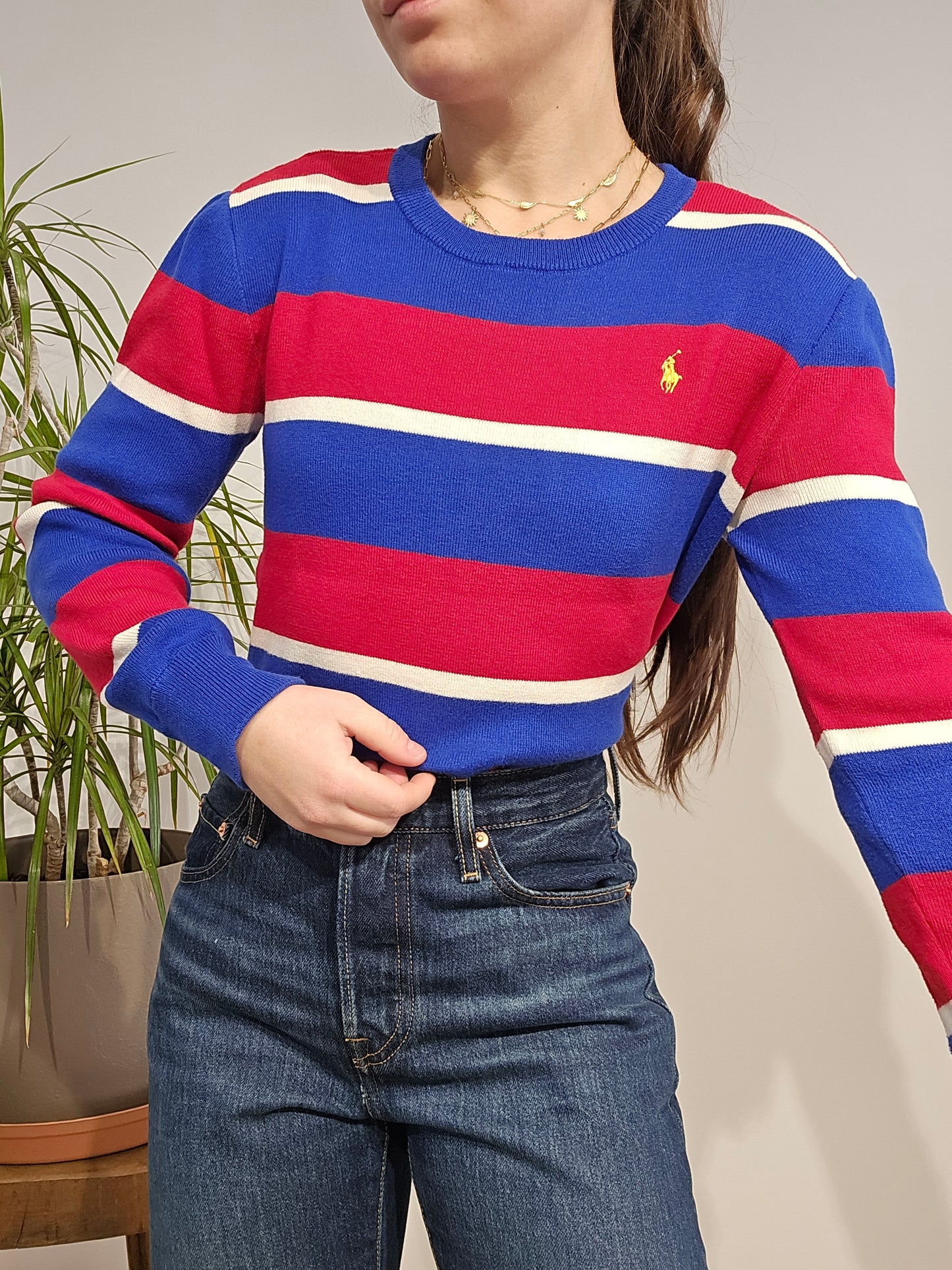 Pull à rayures rouge/bleu - XS