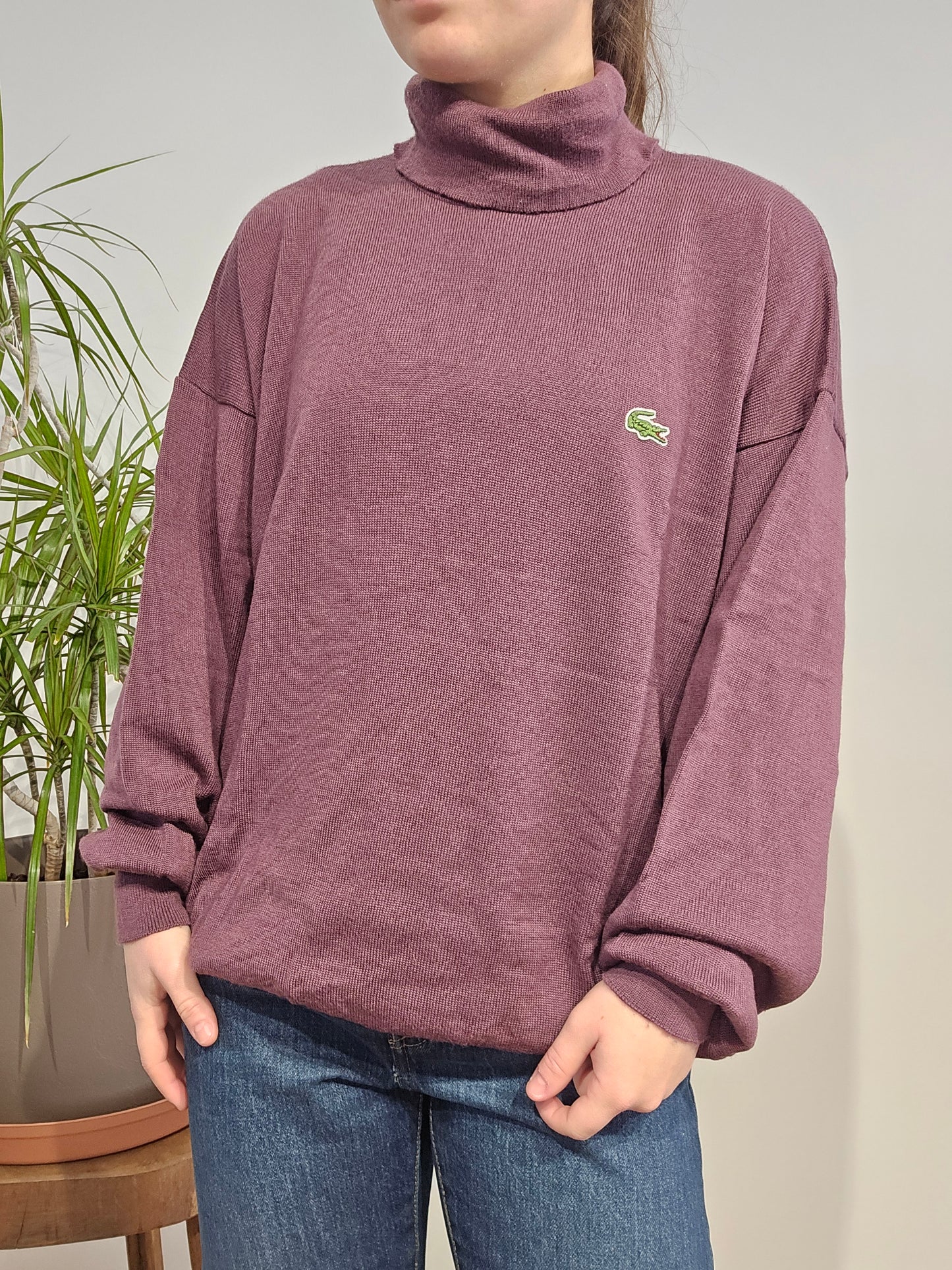 Pull col roulé prune des années 80' - M/L