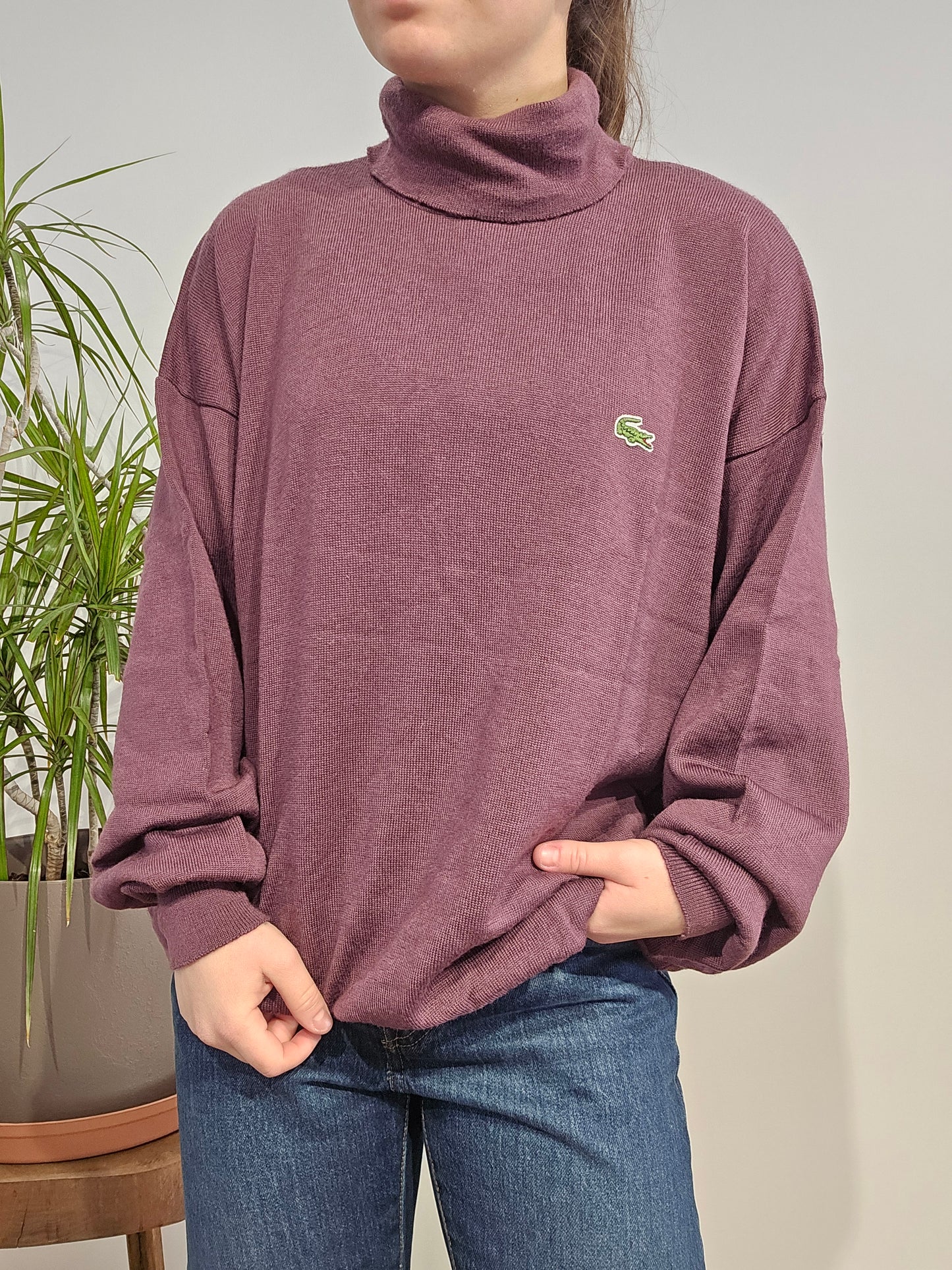 Pull col roulé prune des années 80' - M/L