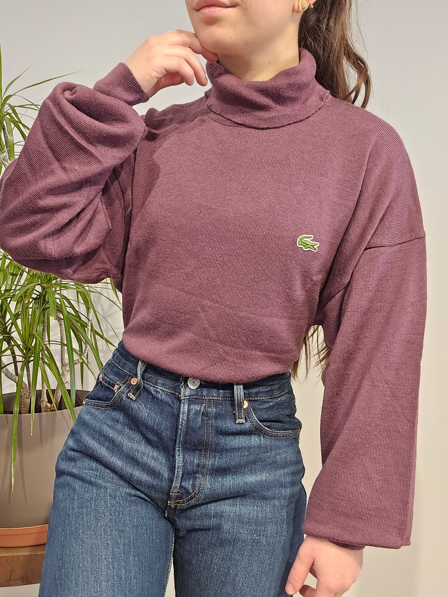 Pull col roulé prune des années 80' - M/L
