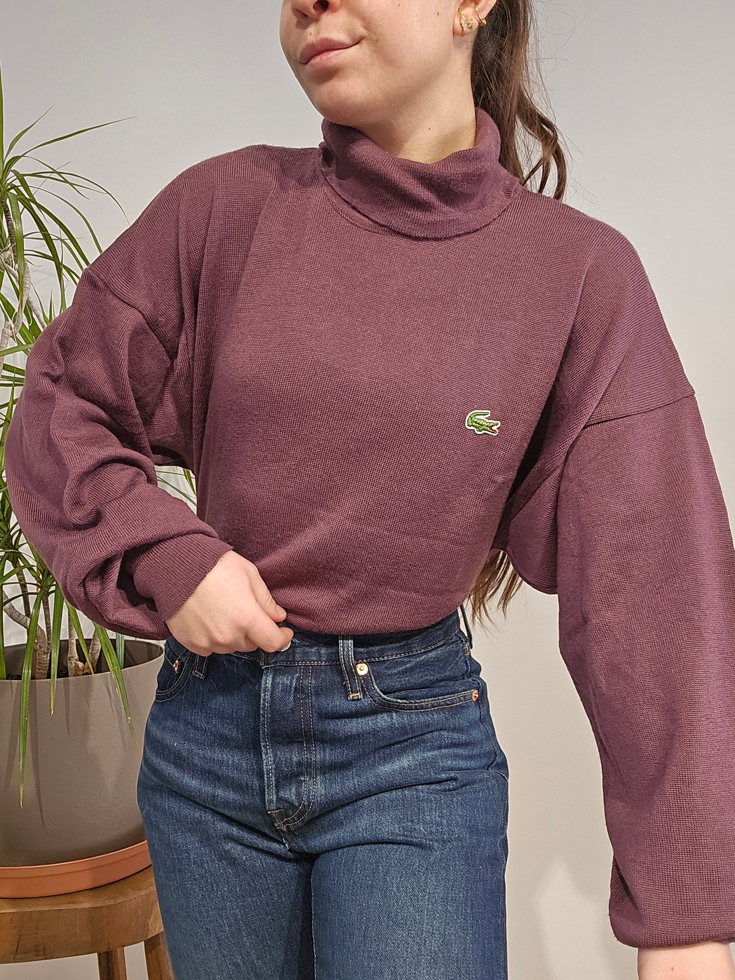 Pull col roulé prune des années 80' - M/L