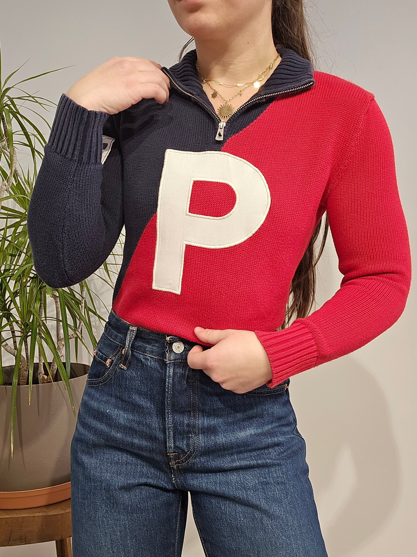 Pull camionneur rouge et noir - XXS/32