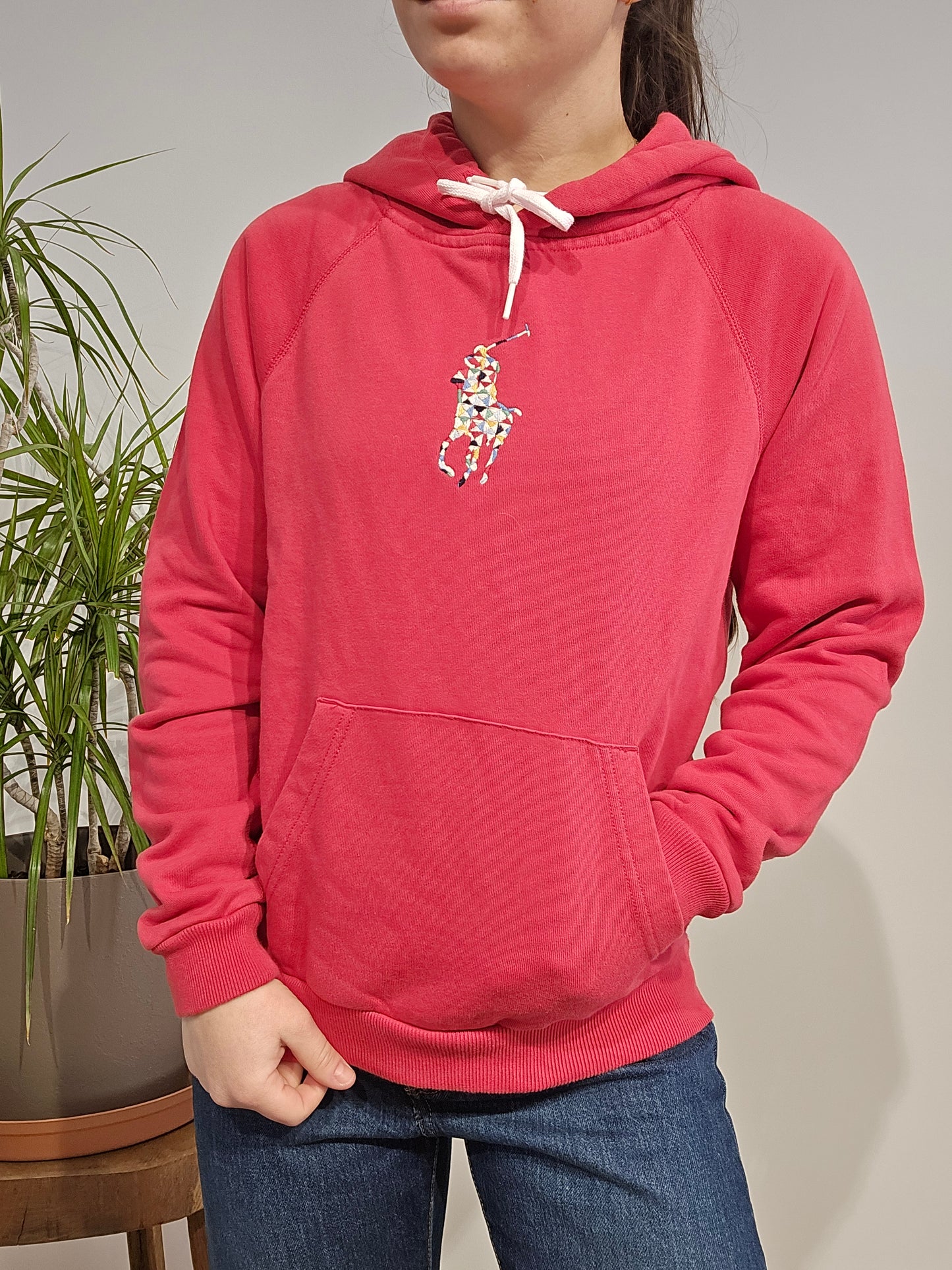 Sweat à capuche rouge big logo brodé - XS/34