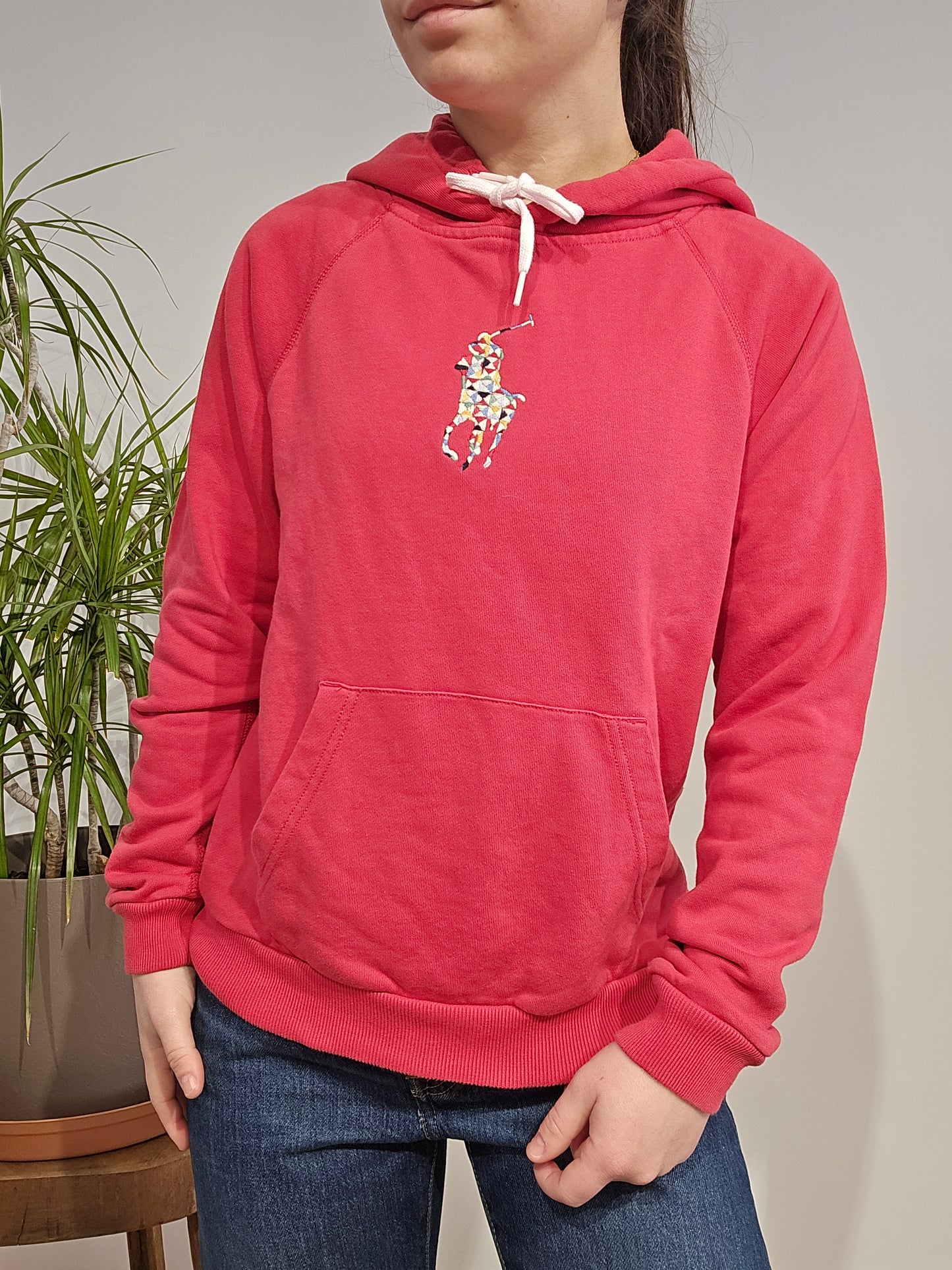 Sweat à capuche rouge big logo brodé - XS/34