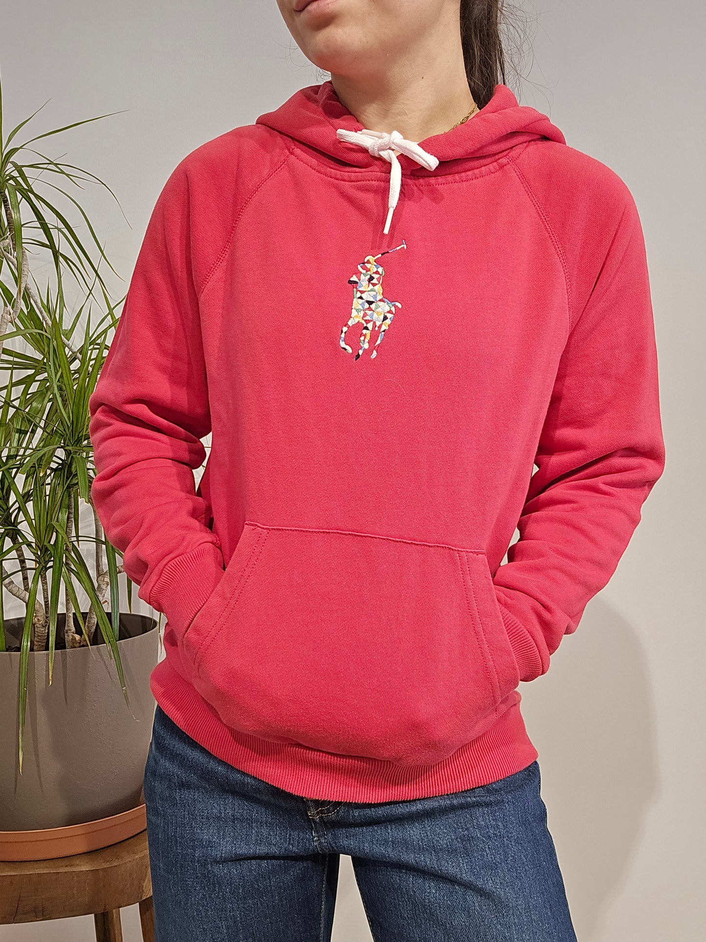 Sweat à capuche rouge big logo brodé - XS/34