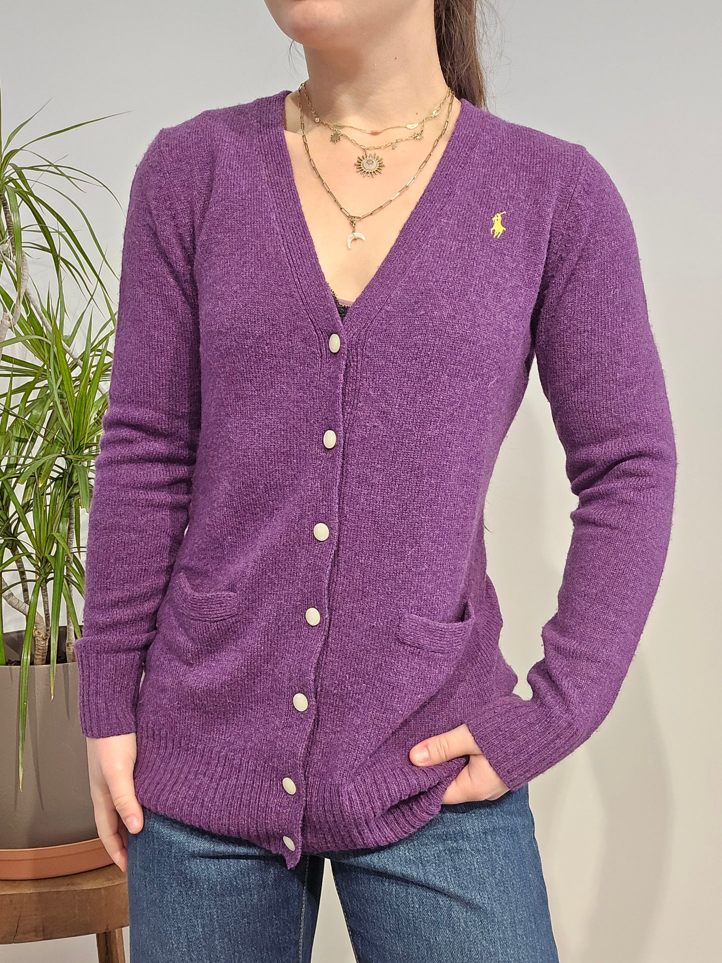 Cardigan en laine violet - S/36